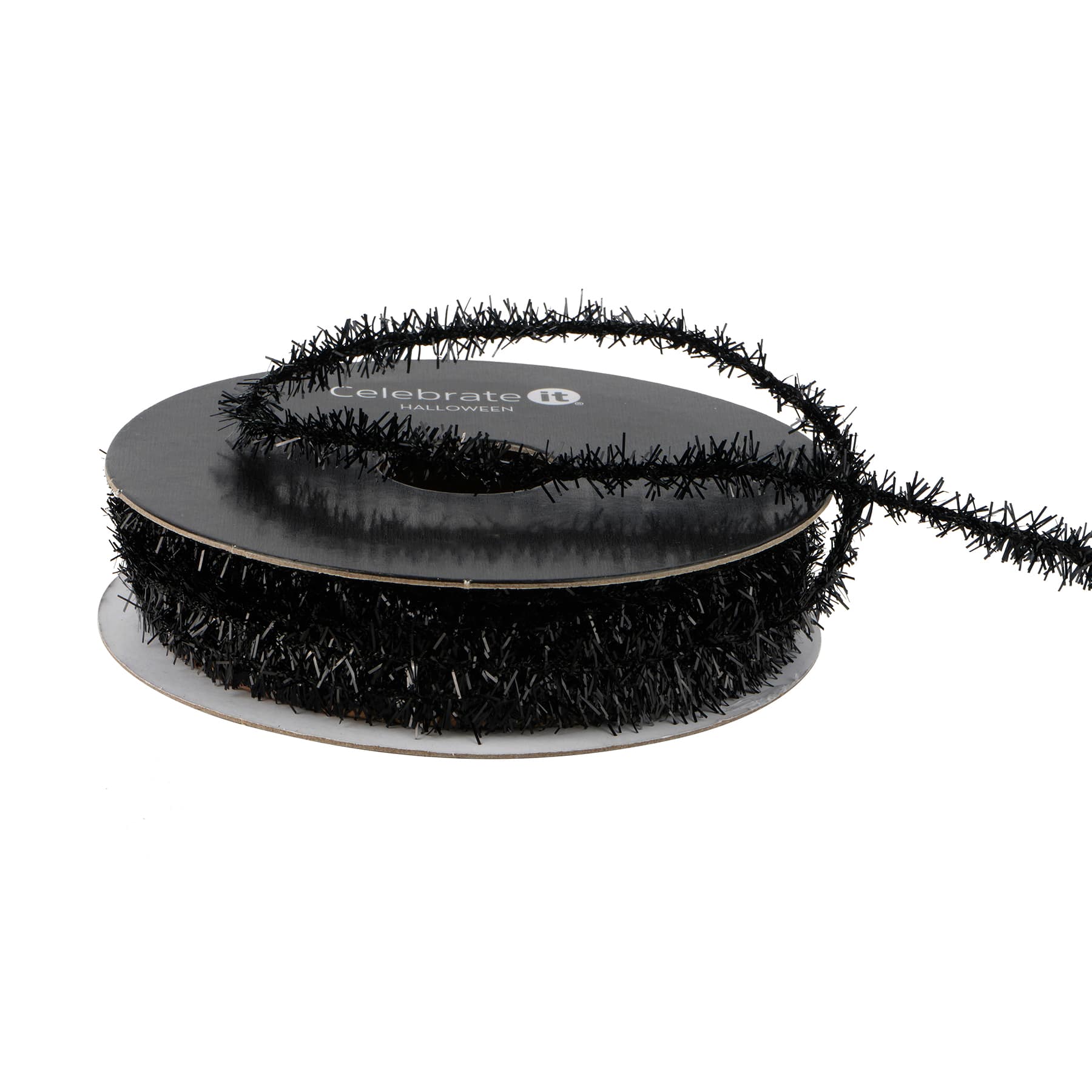 3/16&#x22; x 4yd. Metallic Black Tinsel Twist Ribbon by Celebrate It&#xAE; Halloween