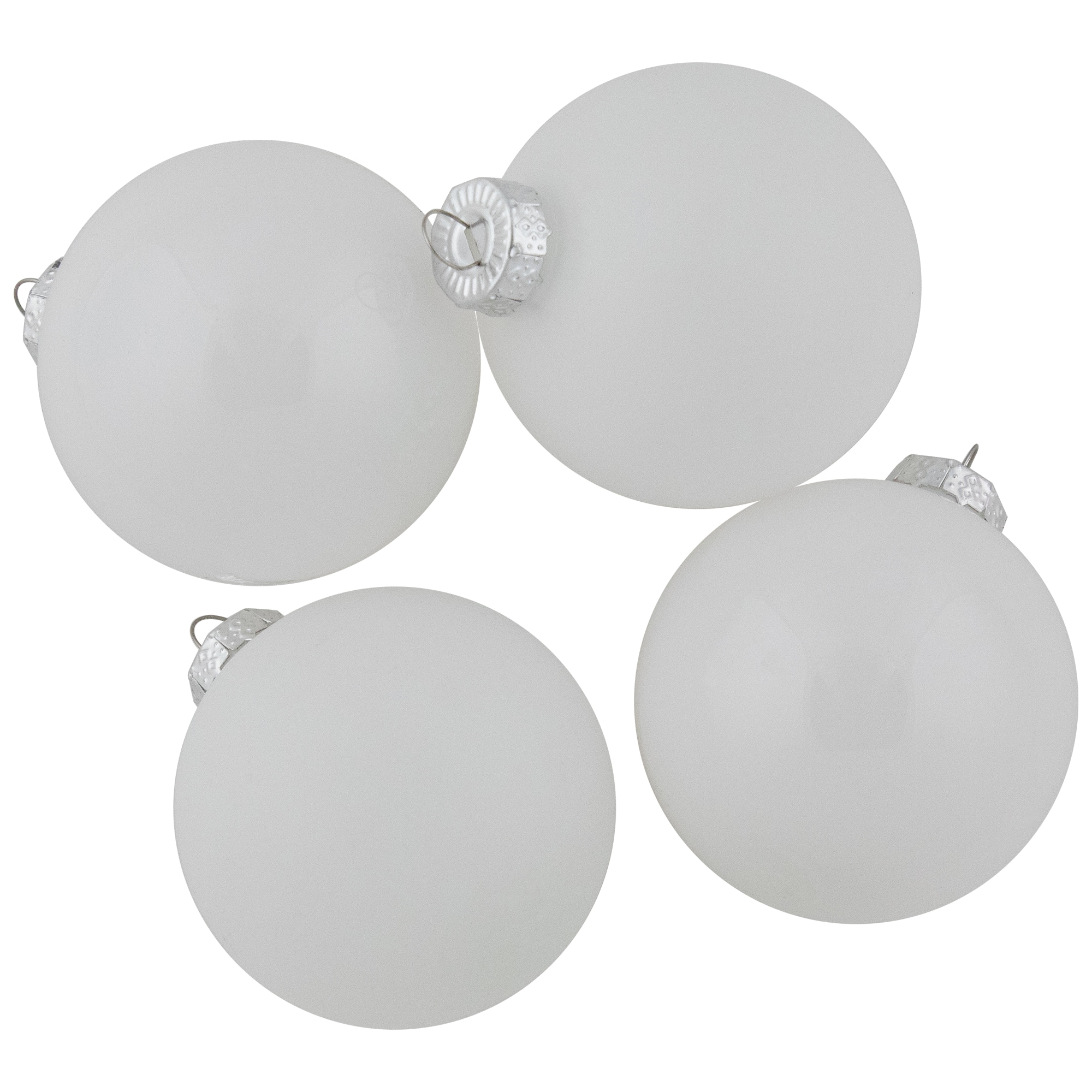 9ct. 2.5&#x22; Shiny and Matte White Glass Ball Christmas Ornaments