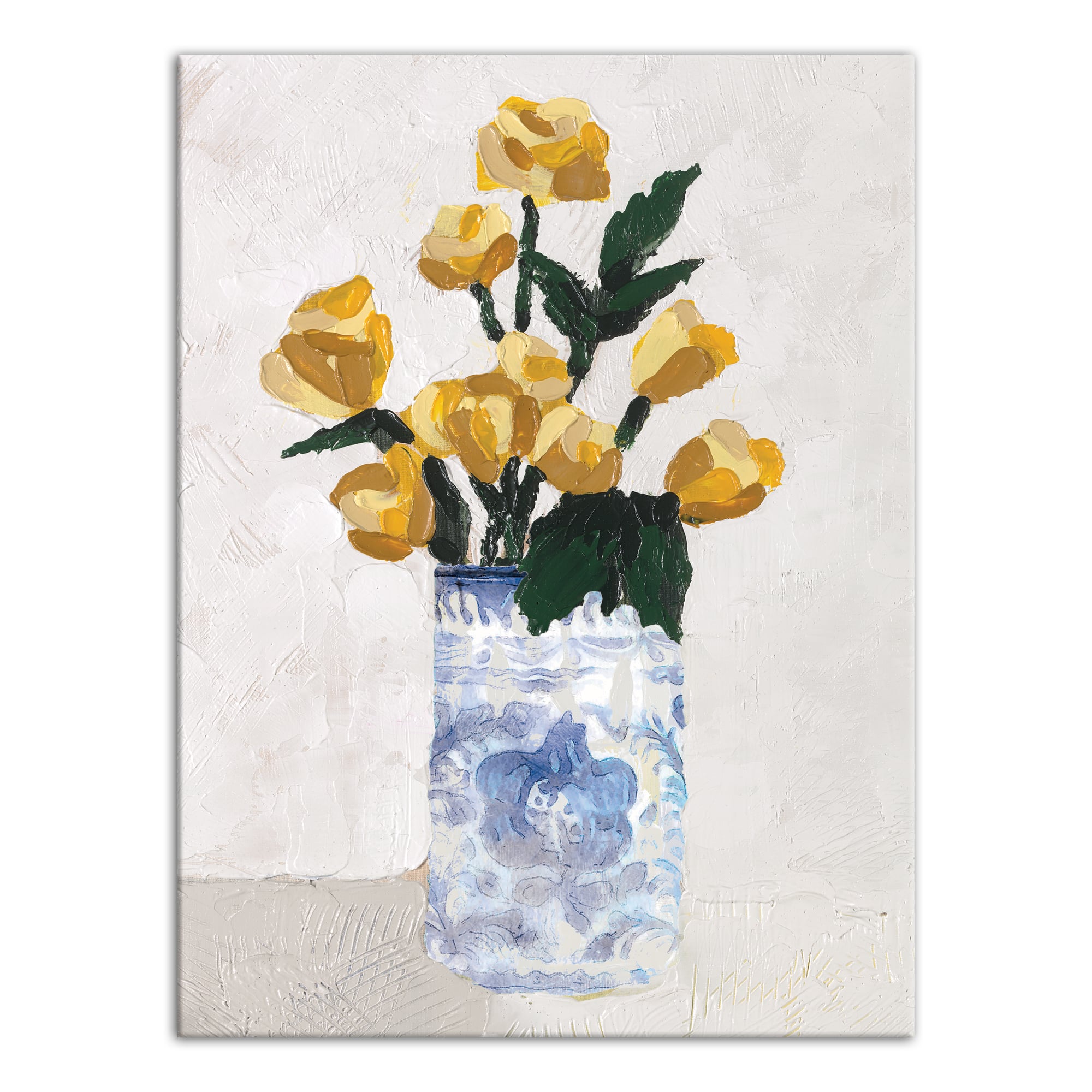 Yellow Florals in Blue Vase Canvas Wall Art