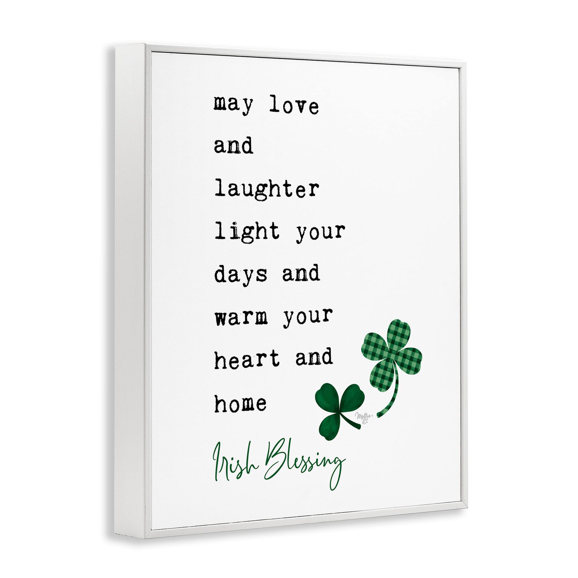Stupell Industries Heart & Home Touching Irish Blessing Clover Motif Framed Giclee Art