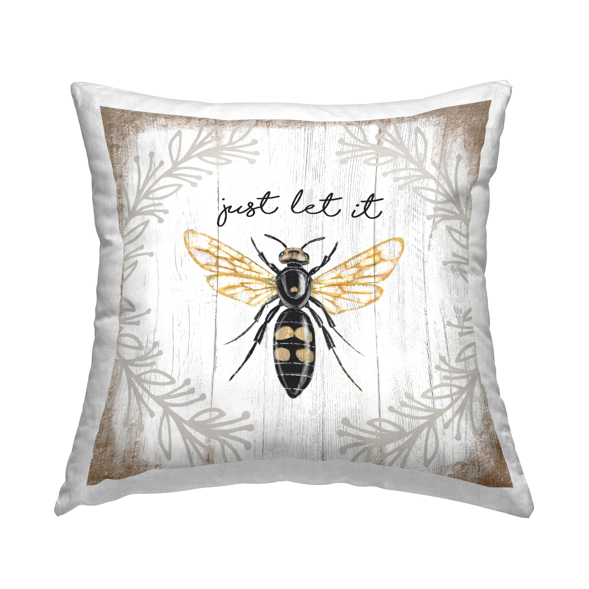 Stupell Industries Just Let it Be Sentiment Country Bee Pun Throw Pillow 18" x 18"