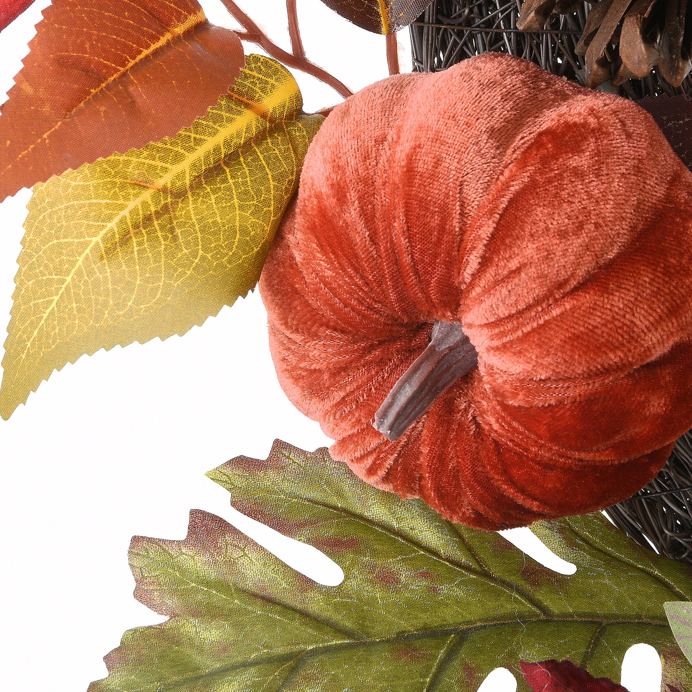 32" White Harvest Sunflowers & Pumpkins Wreath