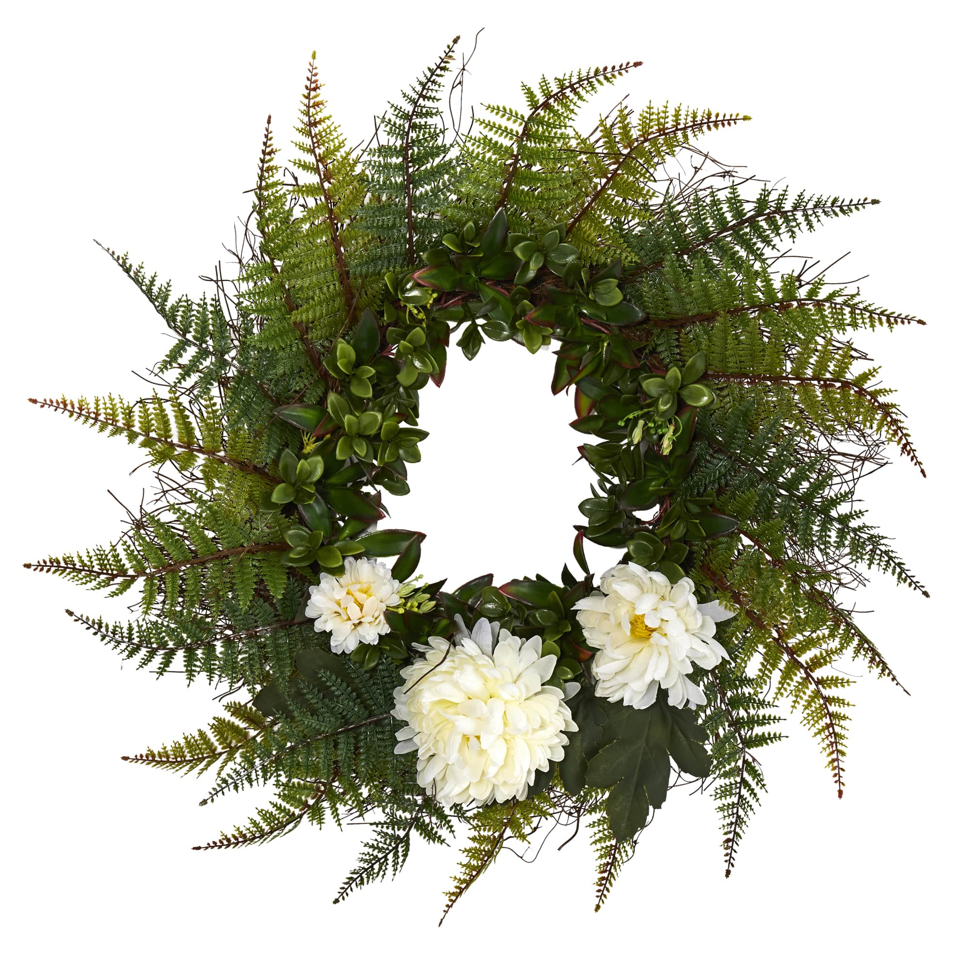 23&#x22; Fern &#x26; Chrysanthemum Wreath