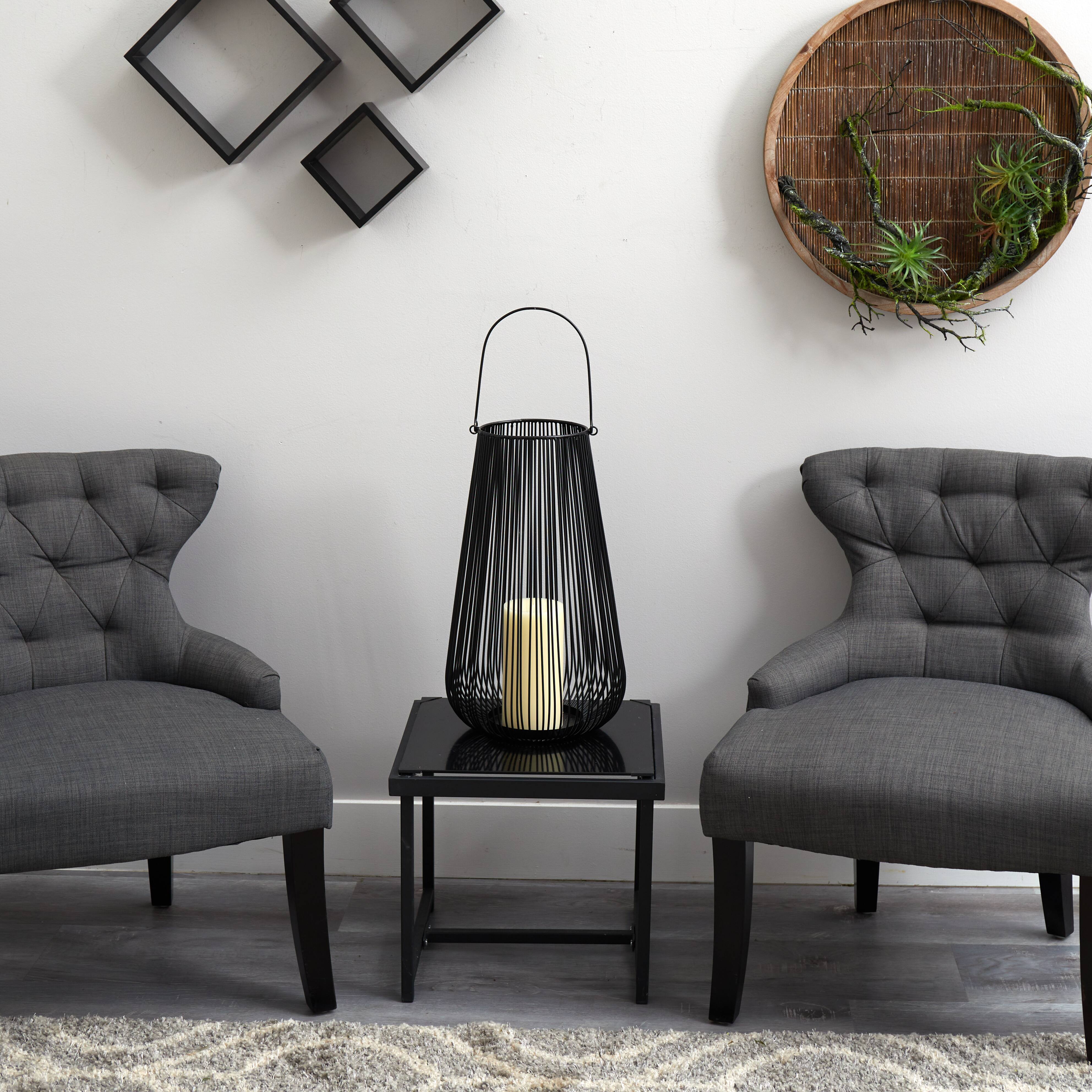 20" Vintage Black Metal Wire Votive Tea Lantern Candle Holder