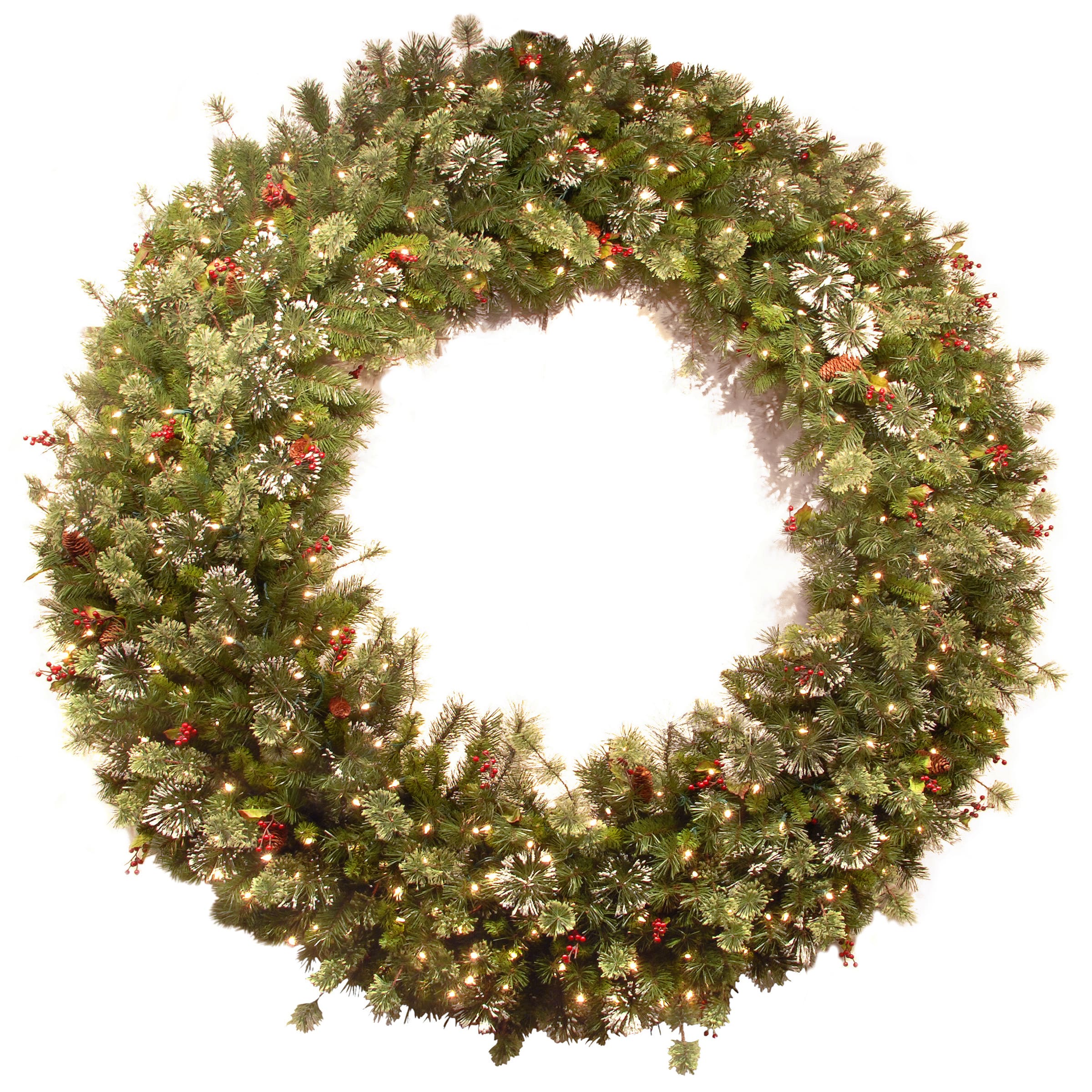 60" Pre-Lit Wintry Pine Wreath