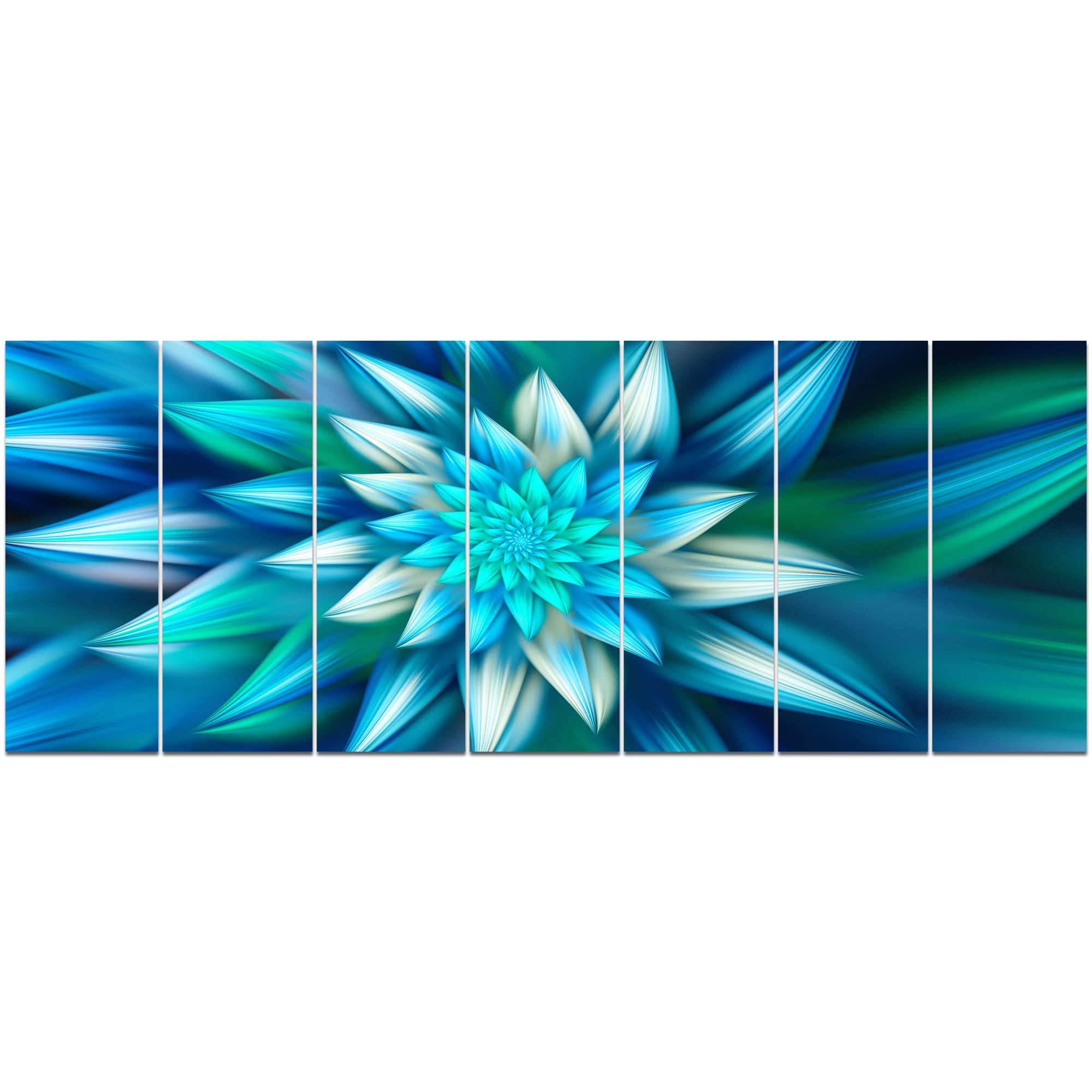 Designart - Huge Blue Fractal Flower - Floral Canvas Art Print