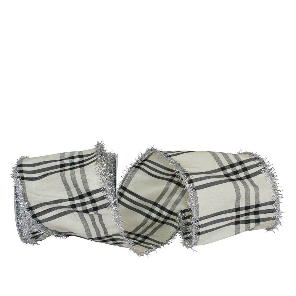 JAM Paper 4" x 10yd. Wired Frizzette Edge Duponi Burbank Plaid Ribbon