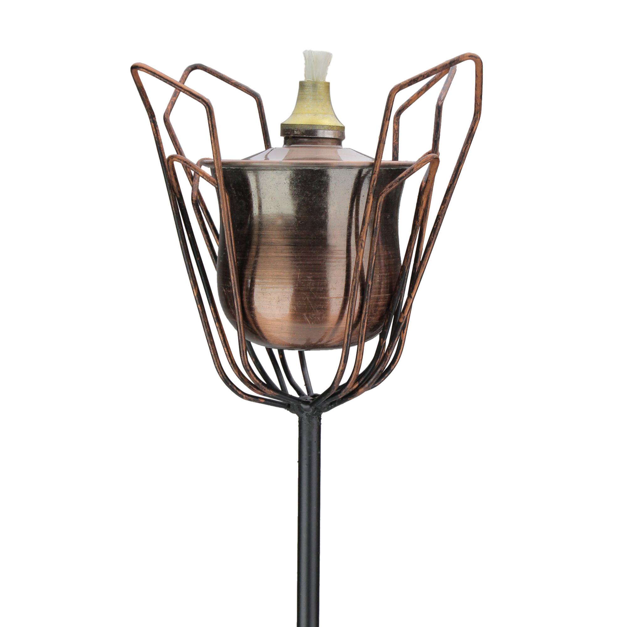 Buy the 30" Brushed Copper Flower Garden Oil Lamp Outdoor Patio Torch