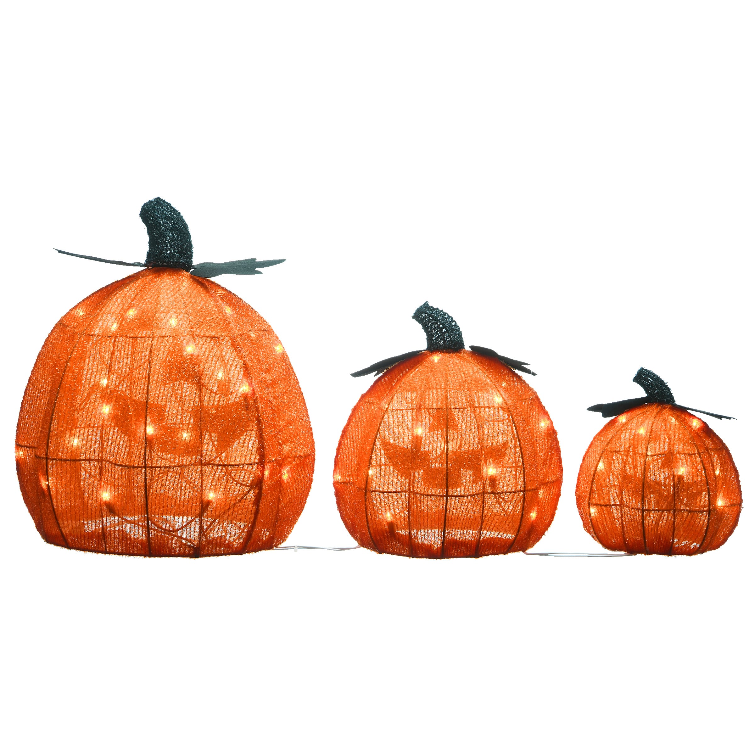 15&#x22; Orange LED Jack-O-Lantern Trio