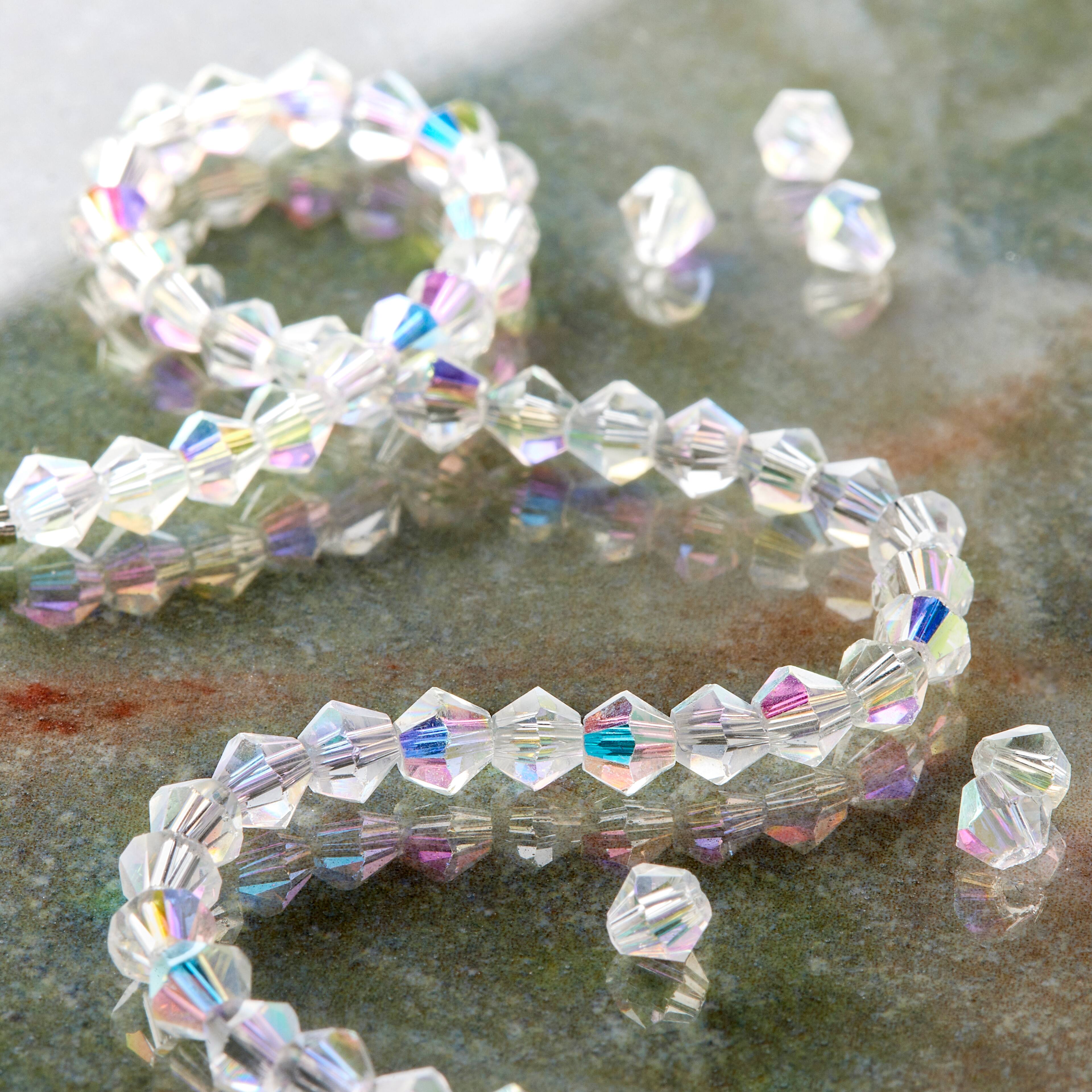 12 Pack: Crystal Faceted Glass Bicone Beads, 4mm by Bead Landing™