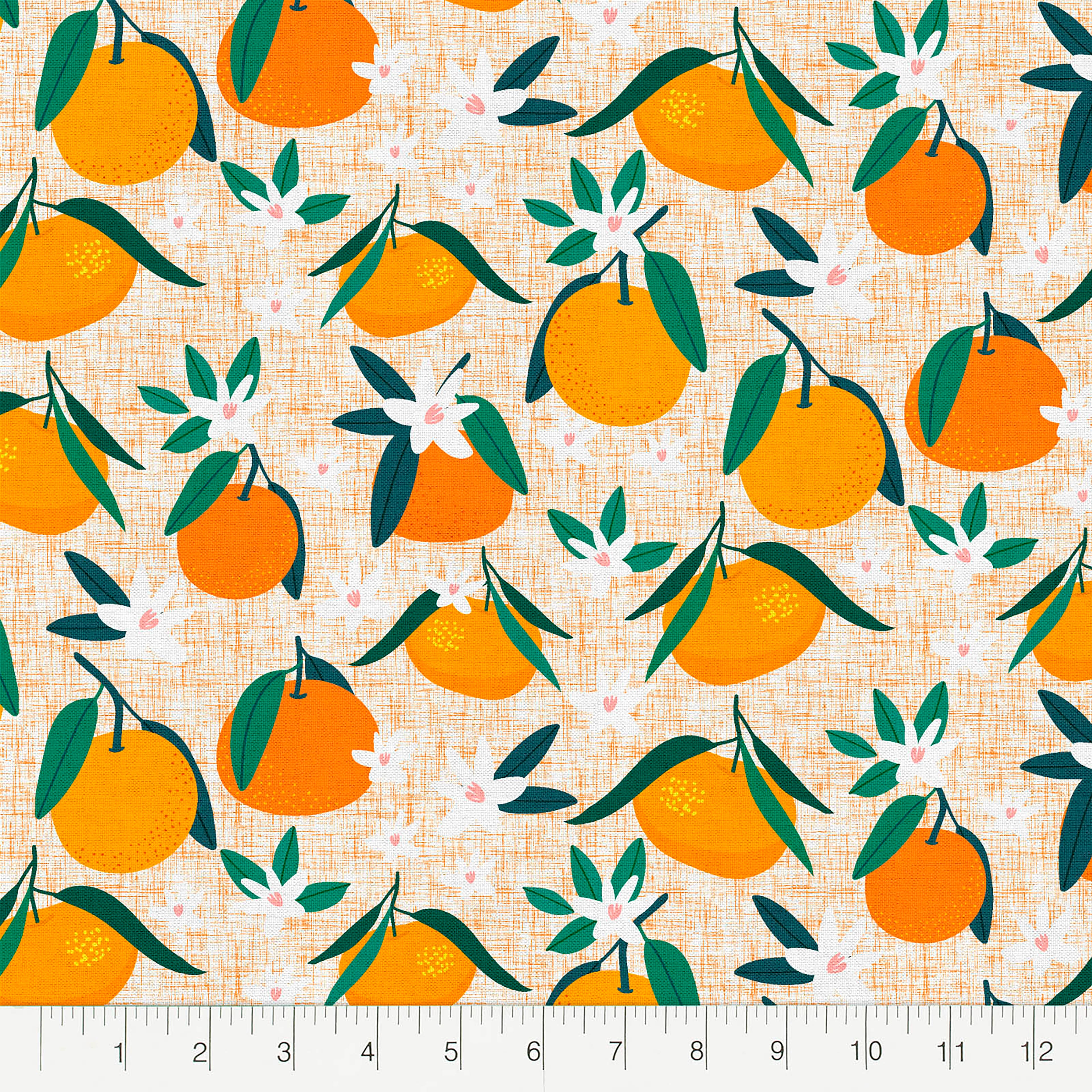 Madcap Cottage Prints Charming Orange Blooms Cotton Fabric