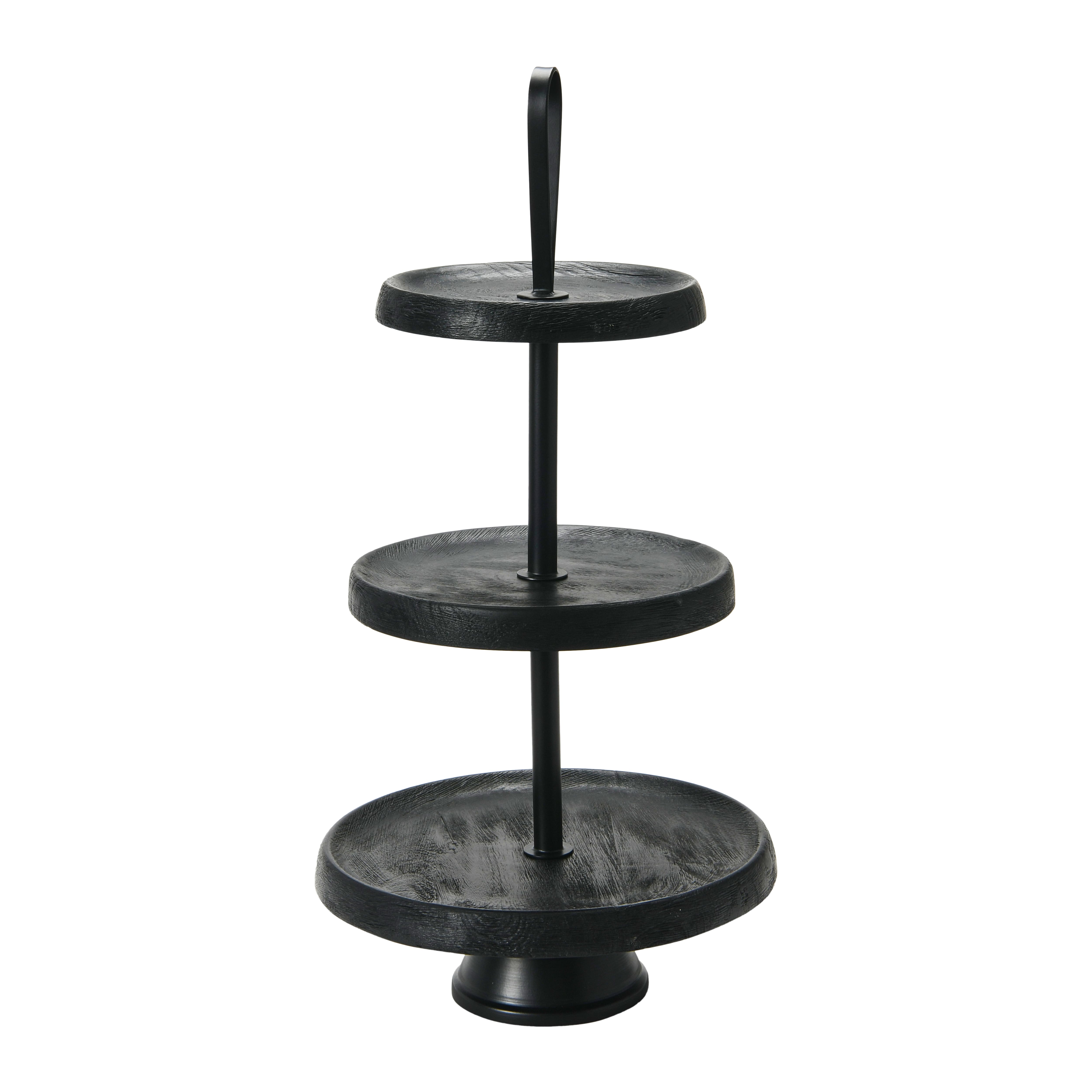 Hello Honey® 21.5" Black Elegant Modern 3-Tiered Tray