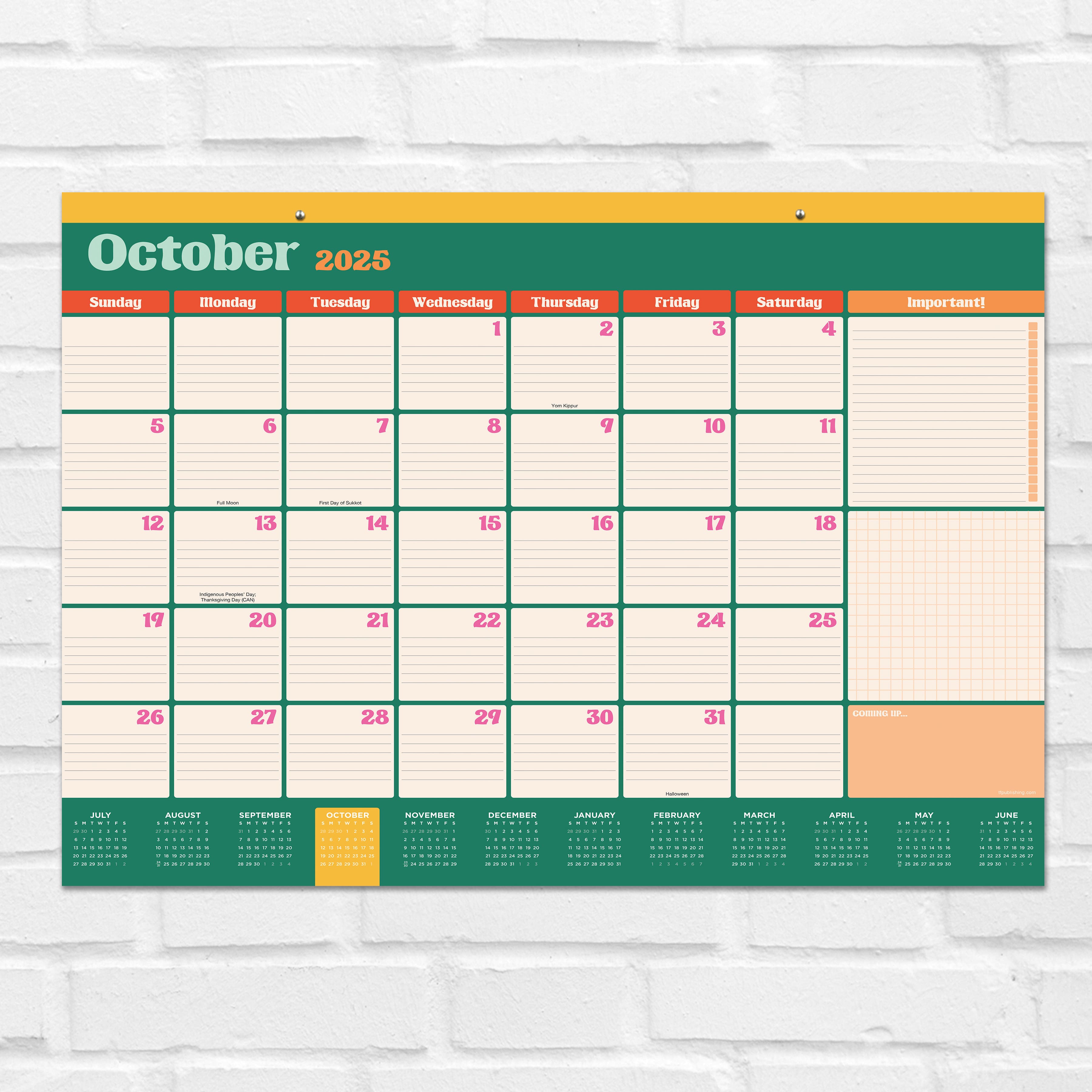 July 2025 - June 2026 Medium Sherbet Desk Pad Monthly Blotter Calendar