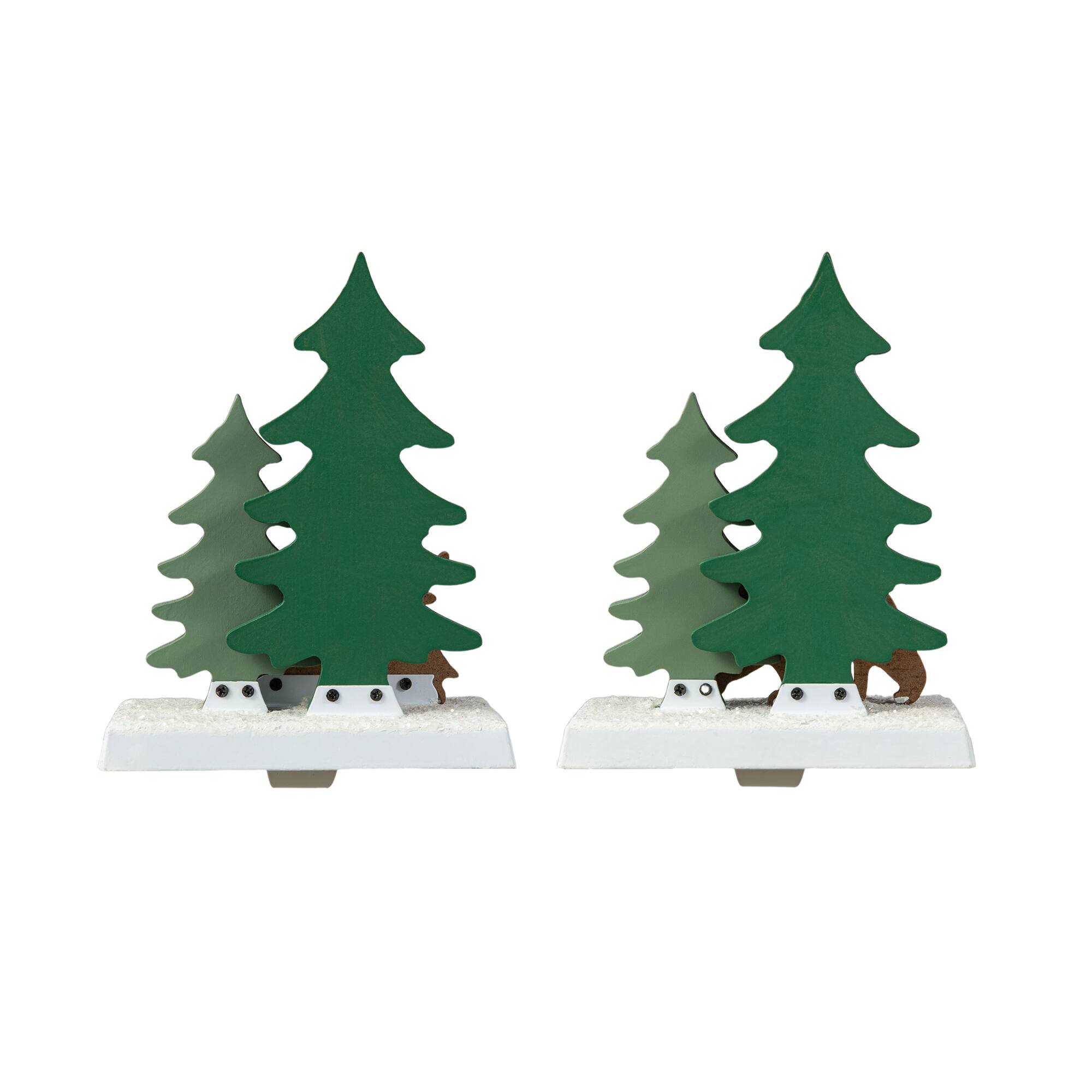 Glitzhome&#xAE; 6.5&#x22; Christmas Reindeer &#x26; Bear Stocking Holder Set
