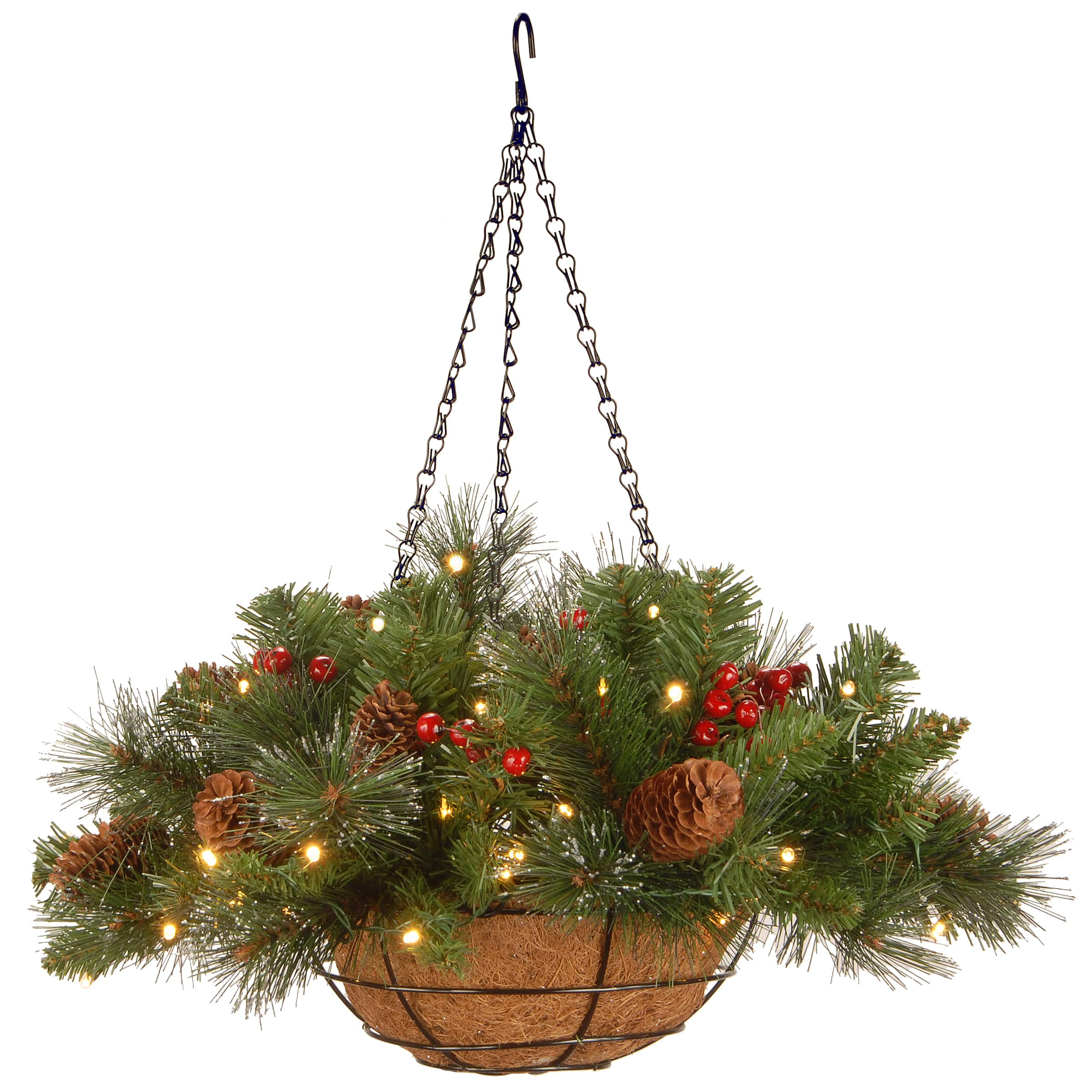 16&#x22; LED Crestwood Spruce Hanging Basket