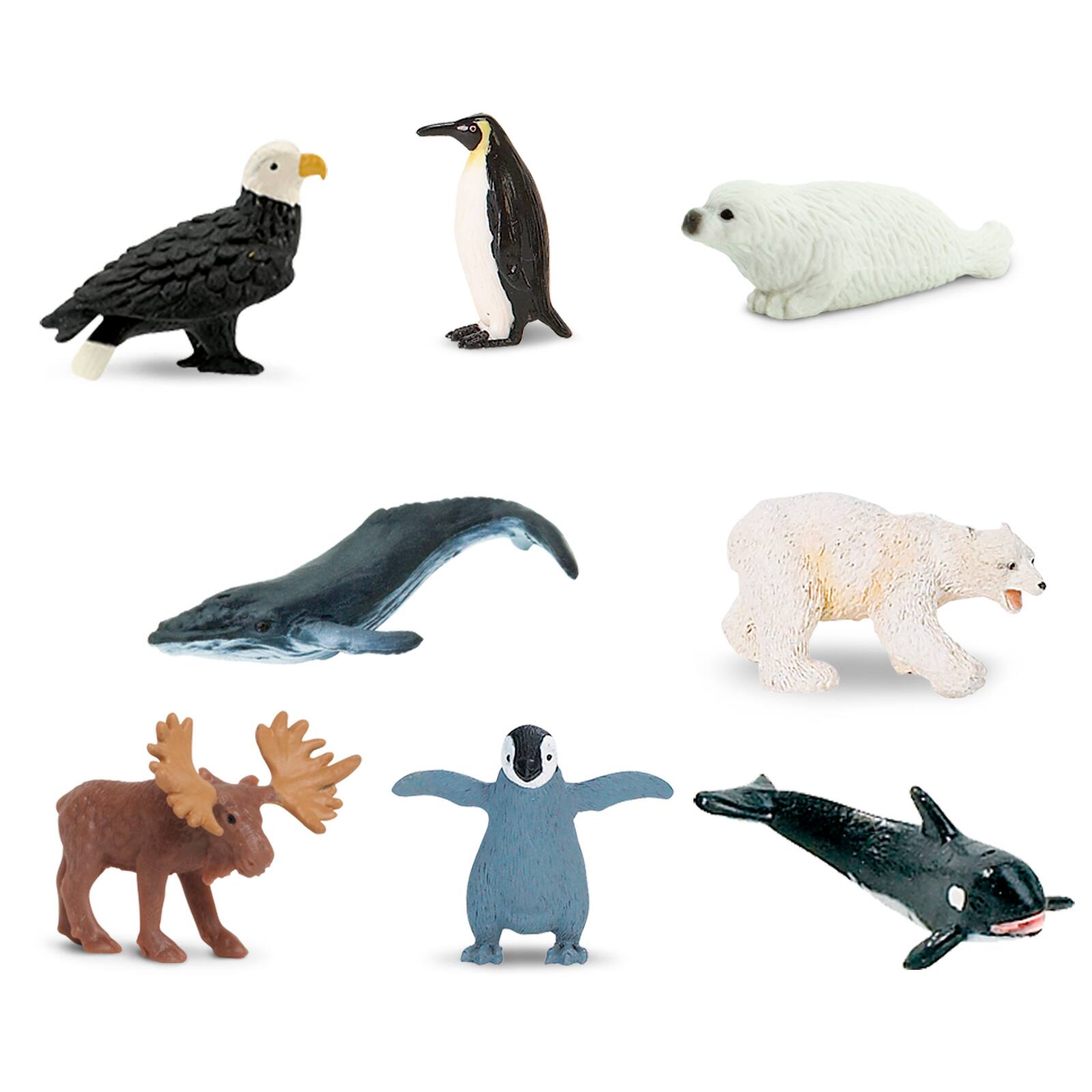 polar bear Set of 8 Miniature Arctic Animals/ moose,eagle,whales,seal penguins 