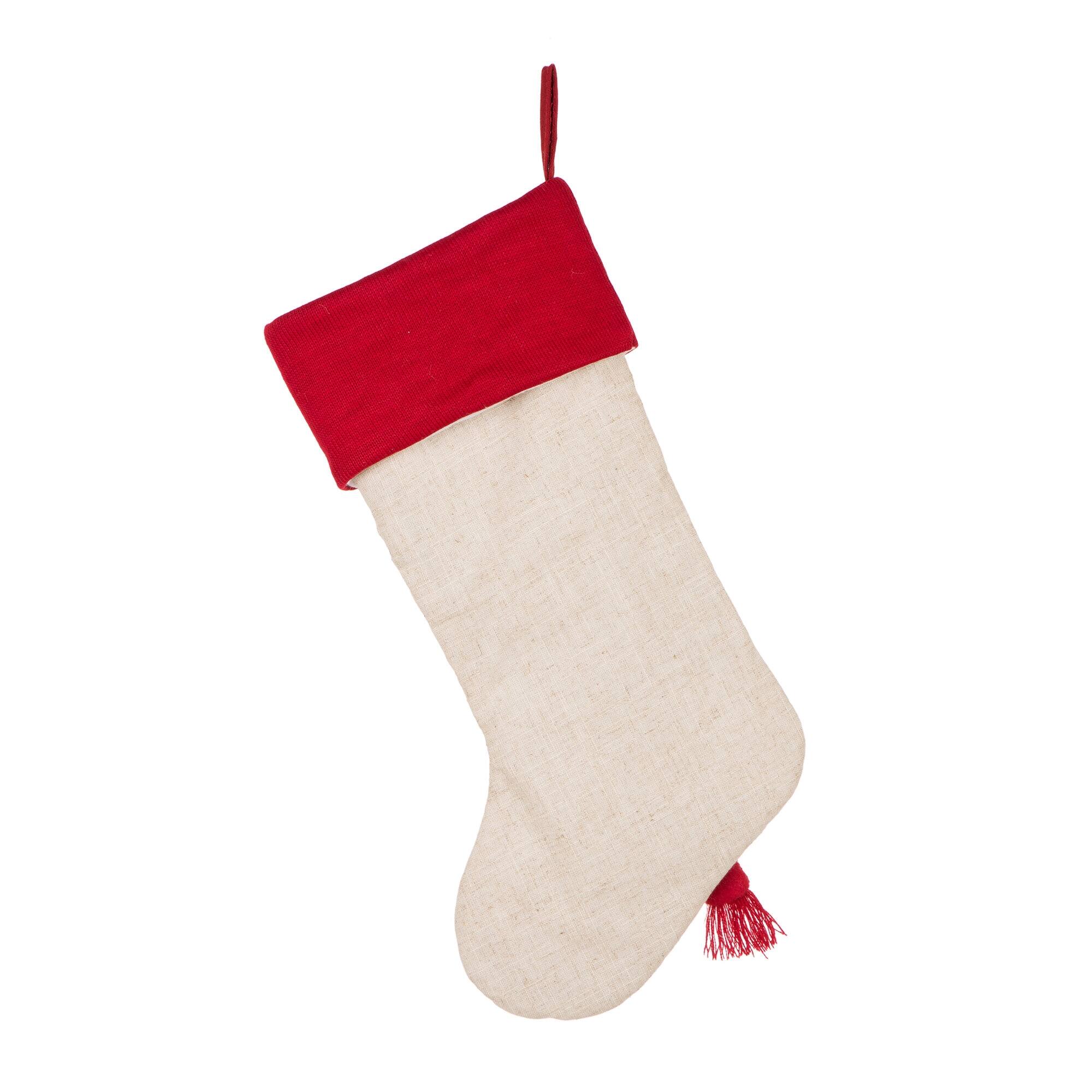 Glitzhome&#xAE; LED Embroidered Linen Christmas Stocking &#x26; Tree Skirt Set