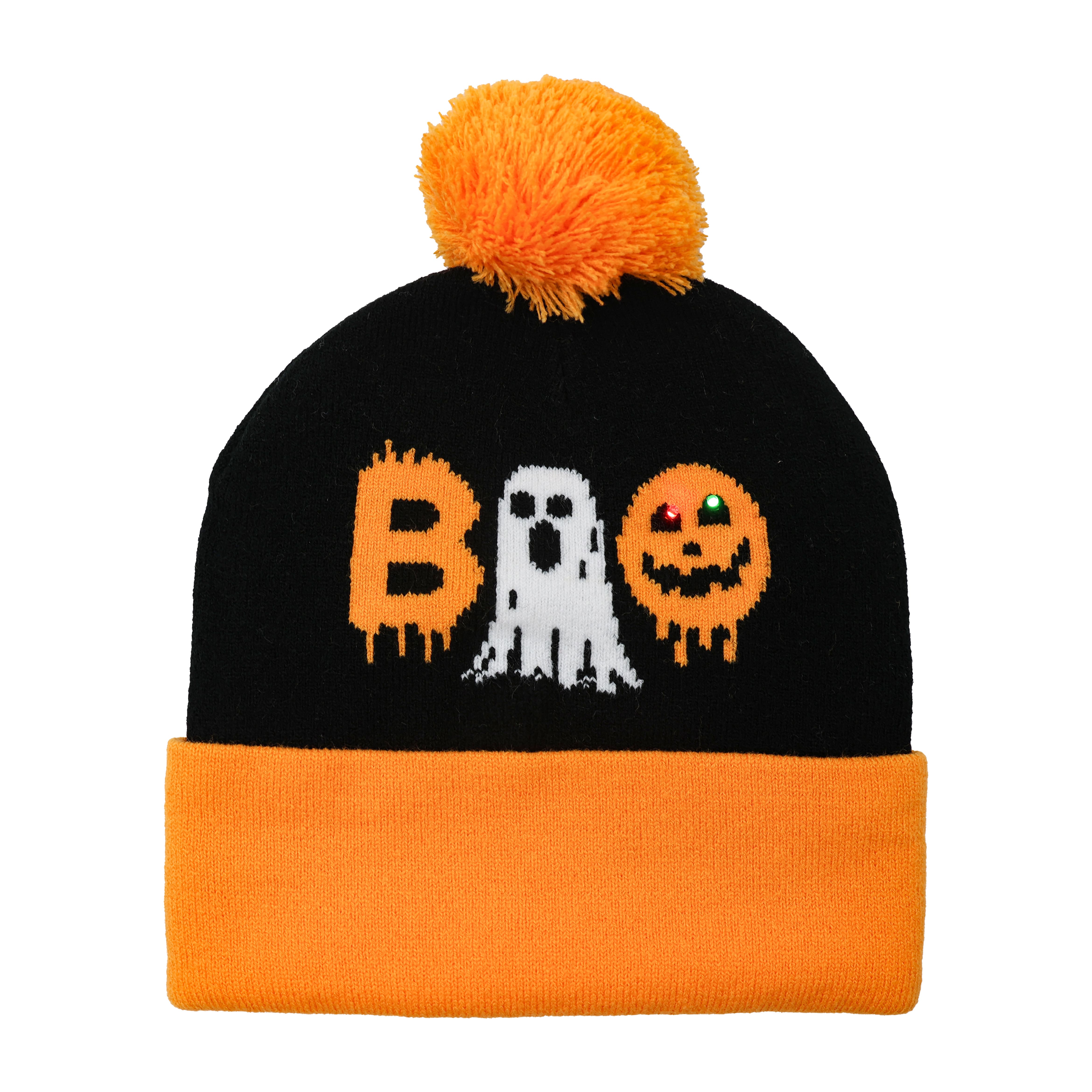 Orange &#x26; Black Light Up Boo Beanie by Celebrate It&#x2122;