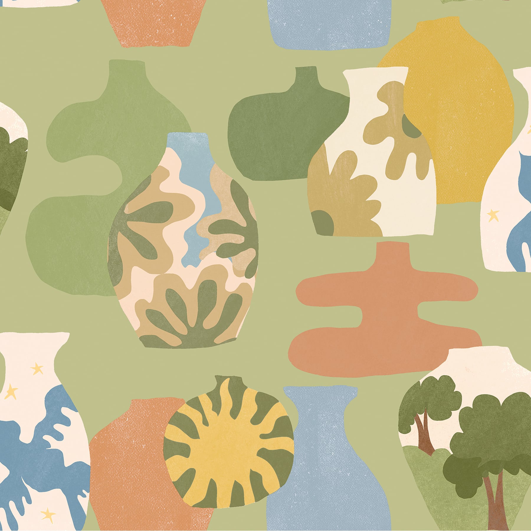Alja Horvat Sage Miracle Vases Peel & Stick Wallpaper