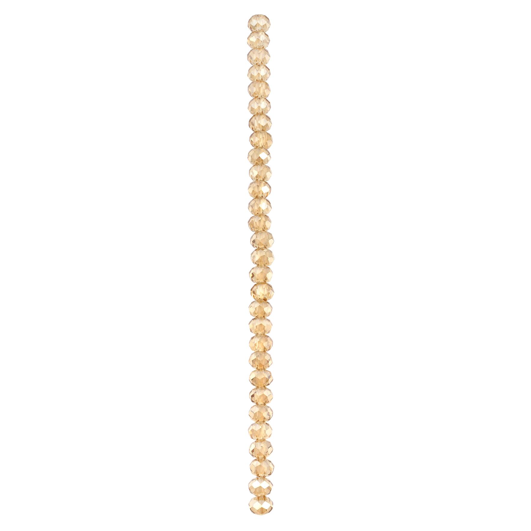 12 Pack: Champagne Large Hole Faceted Glass Rondelle Beads by Bead Landing&#x2122;