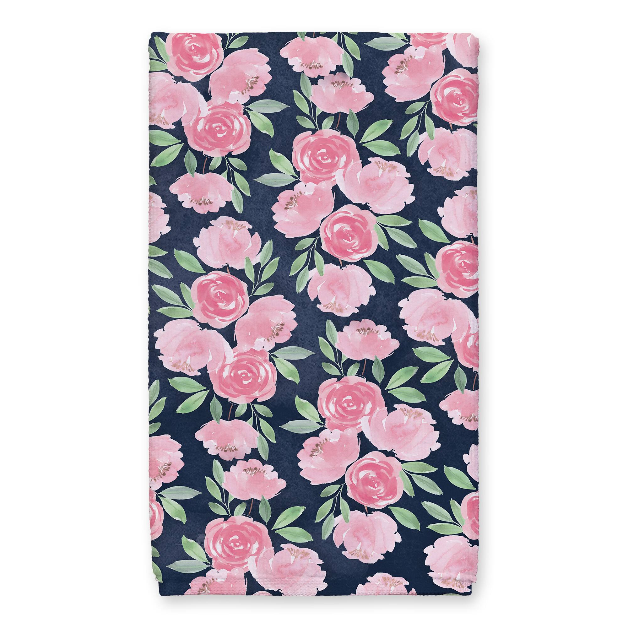 Sweet Florals on Navy 16" x 25" Towel Set