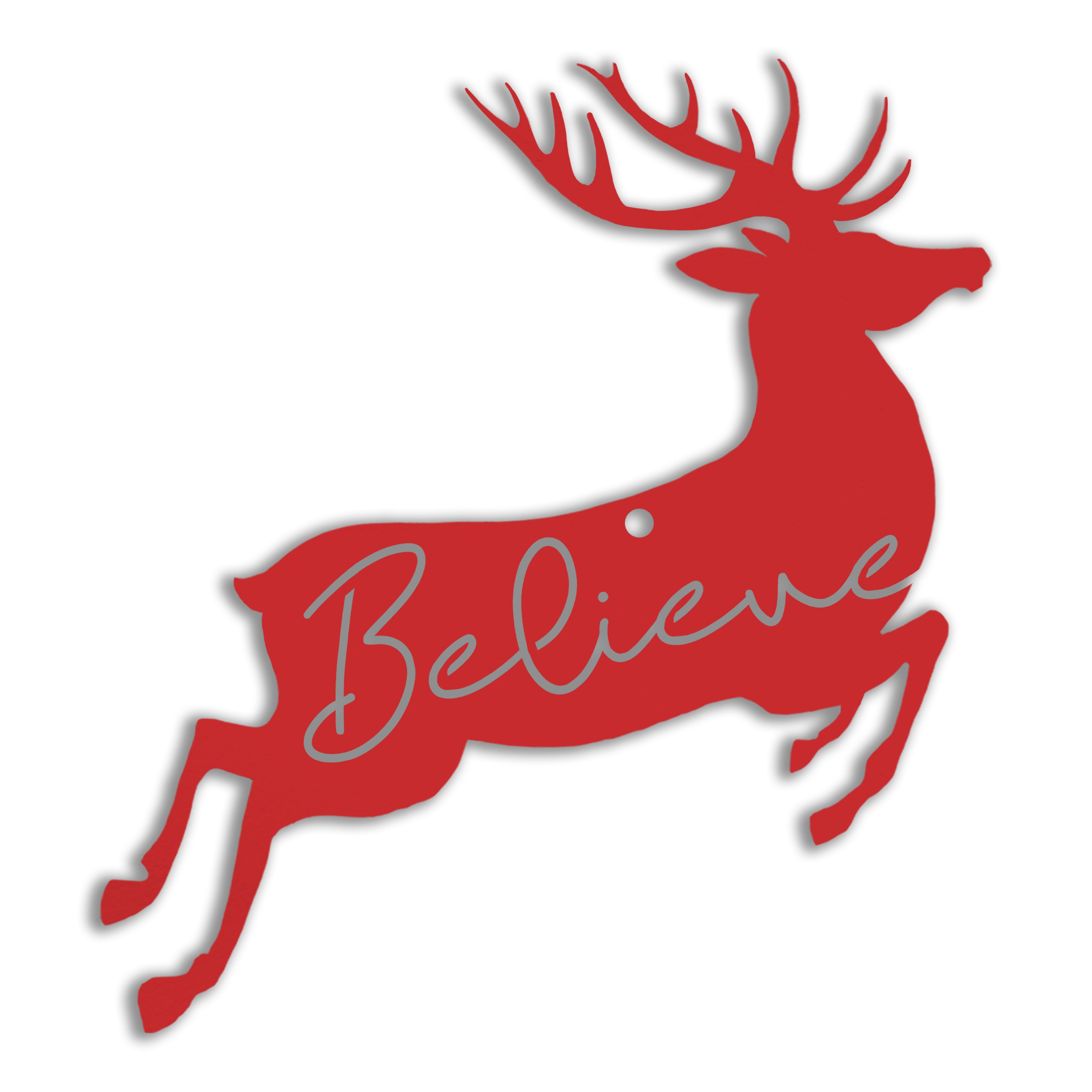 4&#x22; Believe Reindeer Metal Ornament
