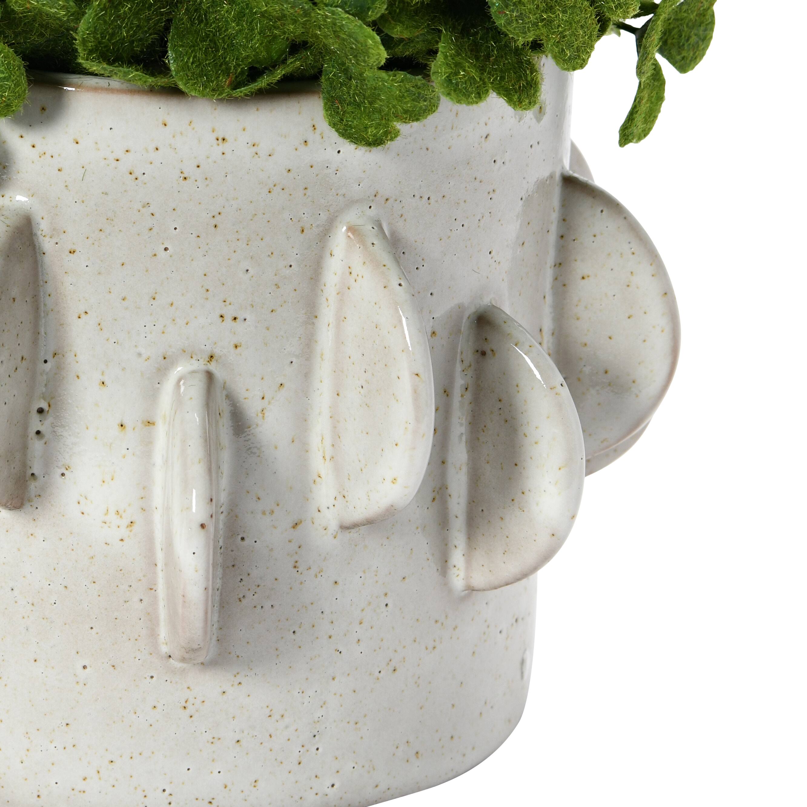 Hello Honey® 5.5" Antique White Reactive Glaze Handmade Stoneware Planter
