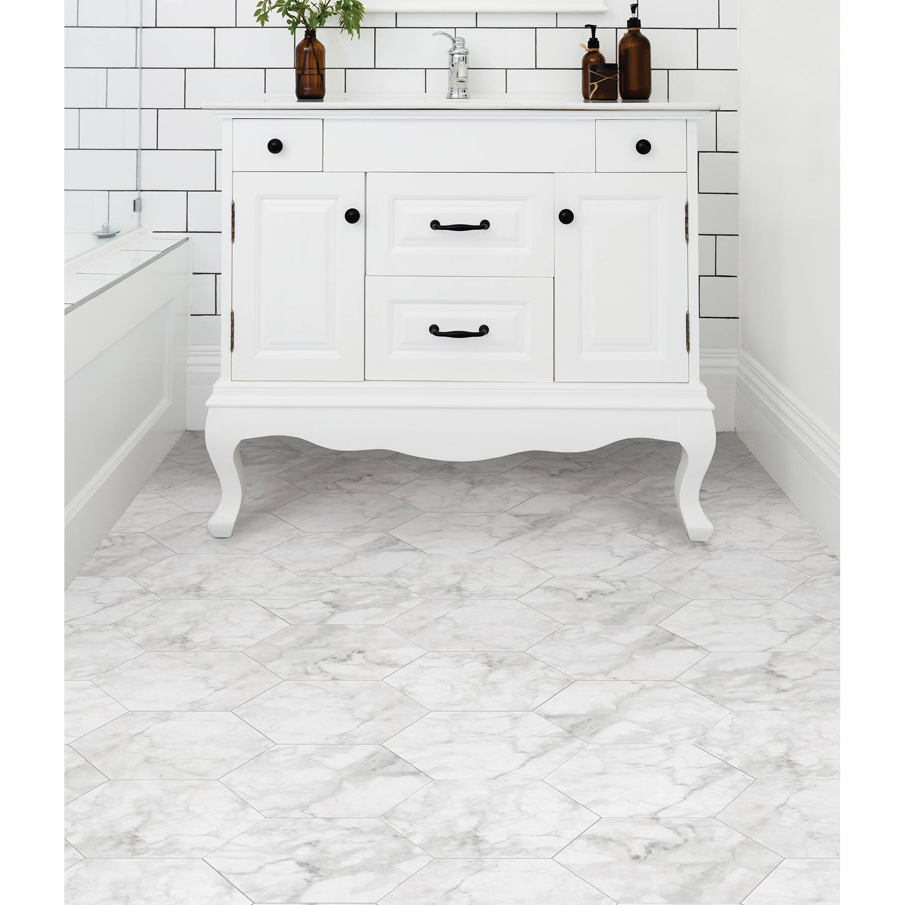 FloorPops Milena Peel & Stick Hexagon Floor Tiles