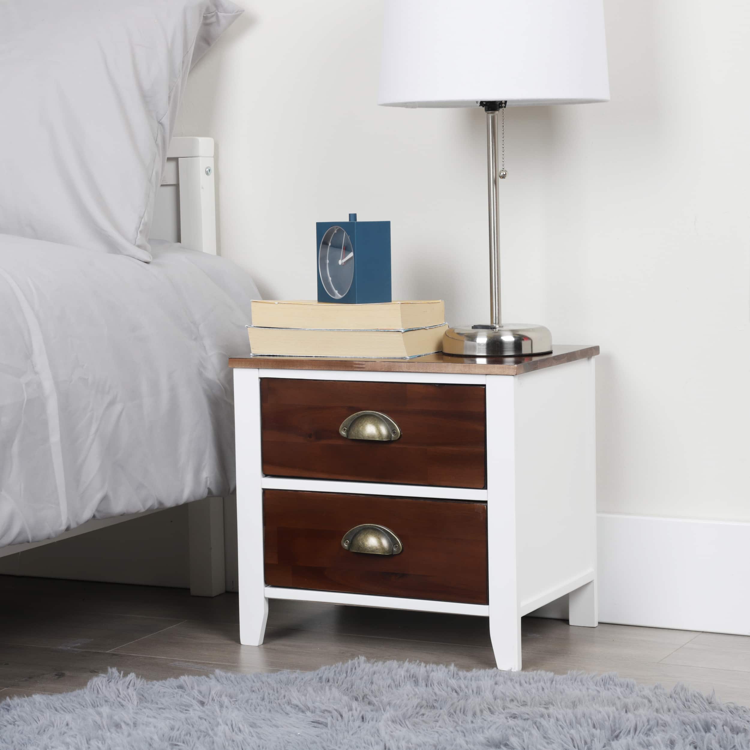 Mind Reader Woodland Collection Brown &#x26; White 2-Drawer Nightstand