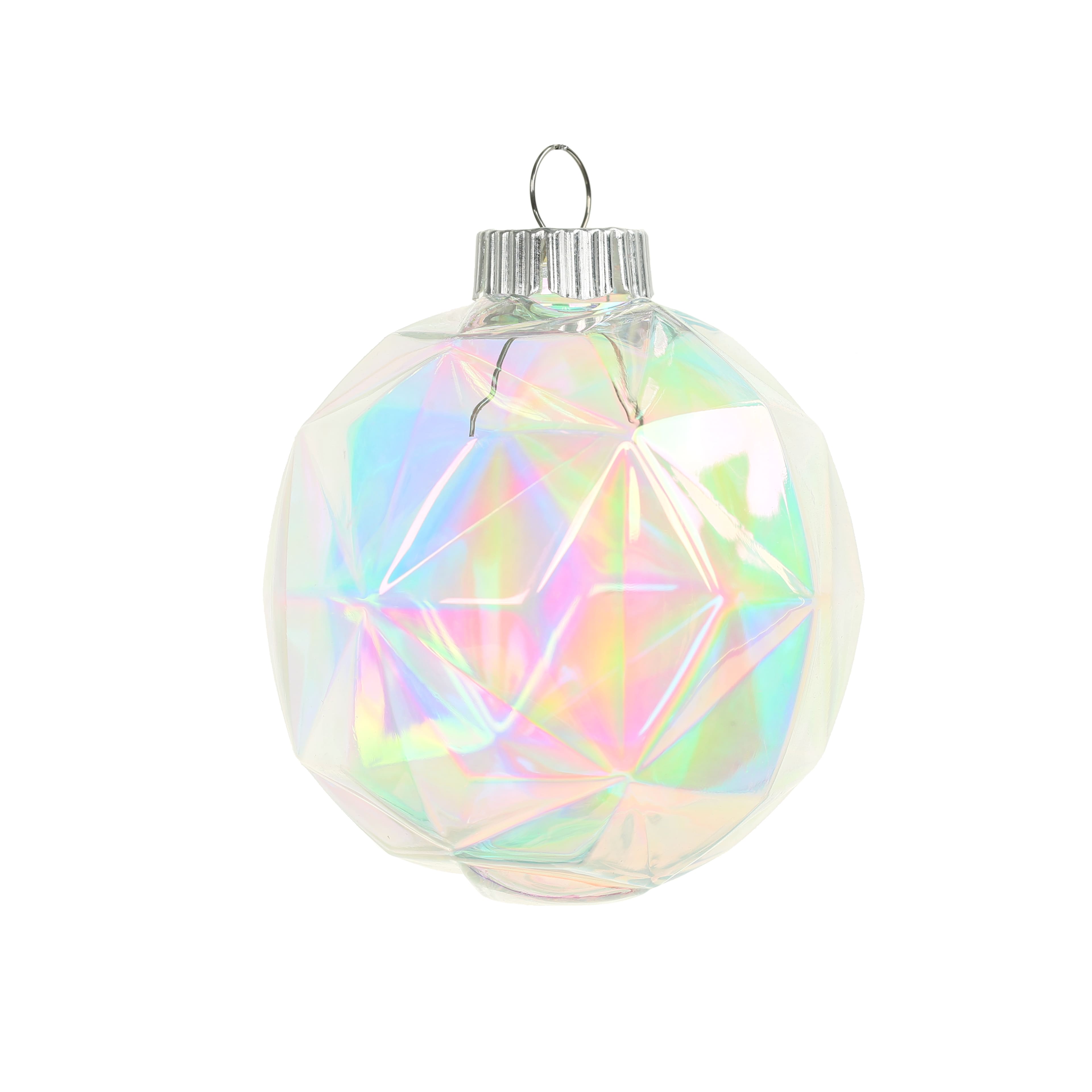 3.25&#x22; Clear Iridescent DIY Plastic Prism Ball Ornament by Make Market&#xAE;