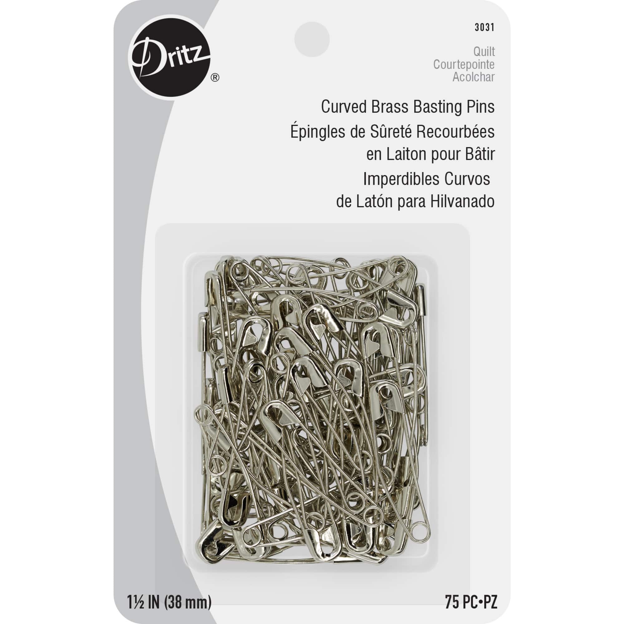 Dritz® 1.5" Nickel-Plated Brass Curved Basting Pins, 75ct.