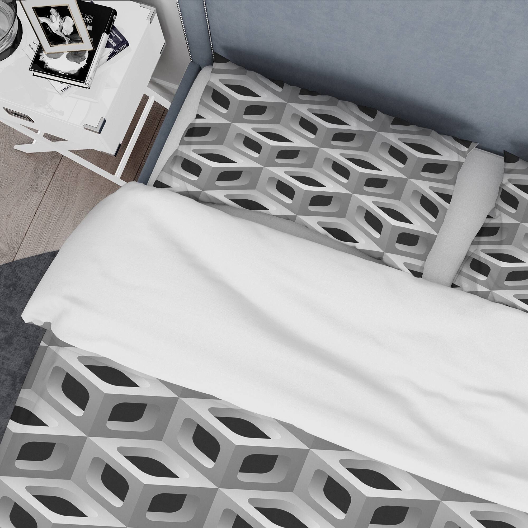 Designart '3D Lattice Pattern' Scandinavian Bedding Set - Duvet Cover & Shams