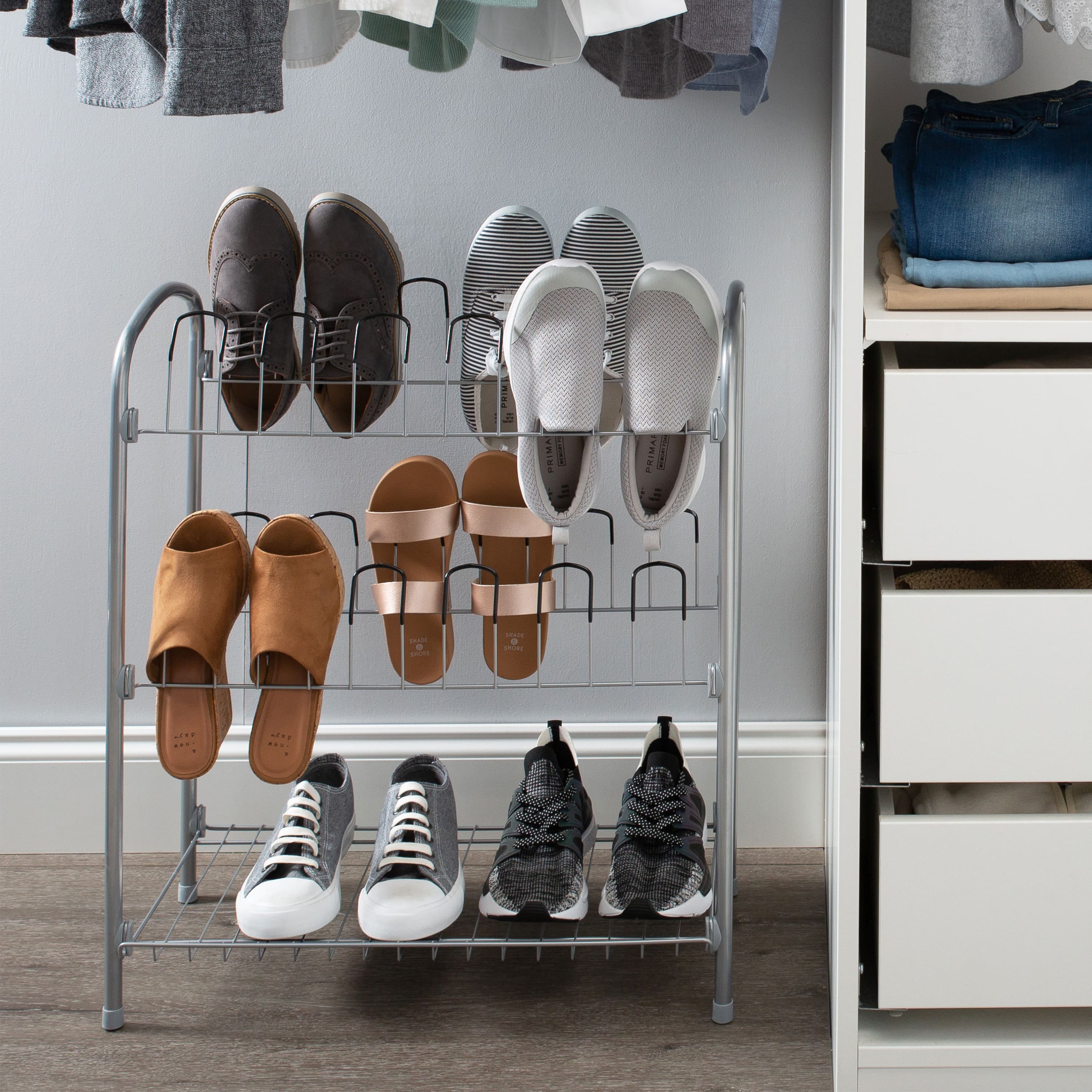 Organize It All 12 Pair Floor Shoe Rack With Shelf | Shoe Storage ...