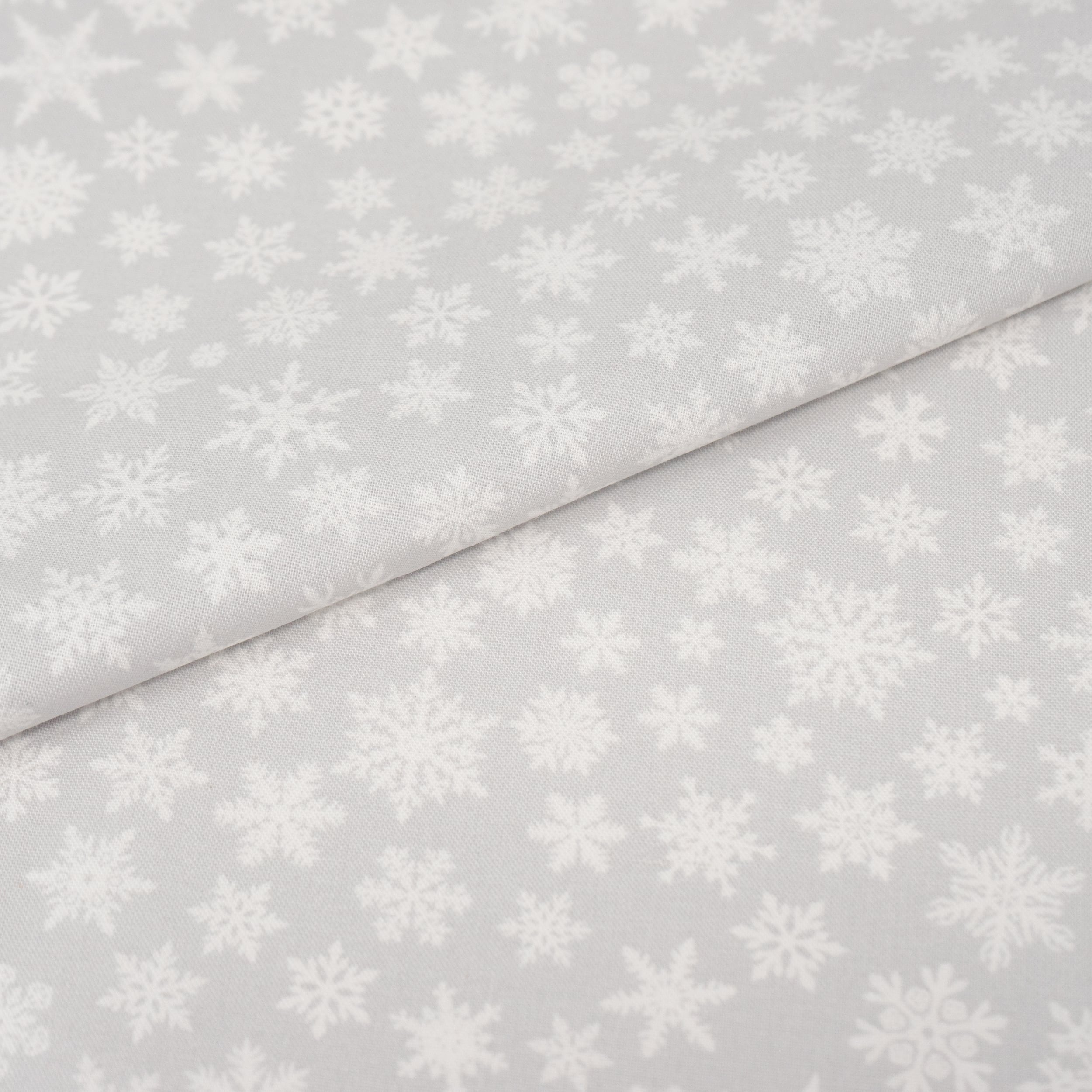 SINGER Christmas Snowflakes on Grey Cotton Fabric
