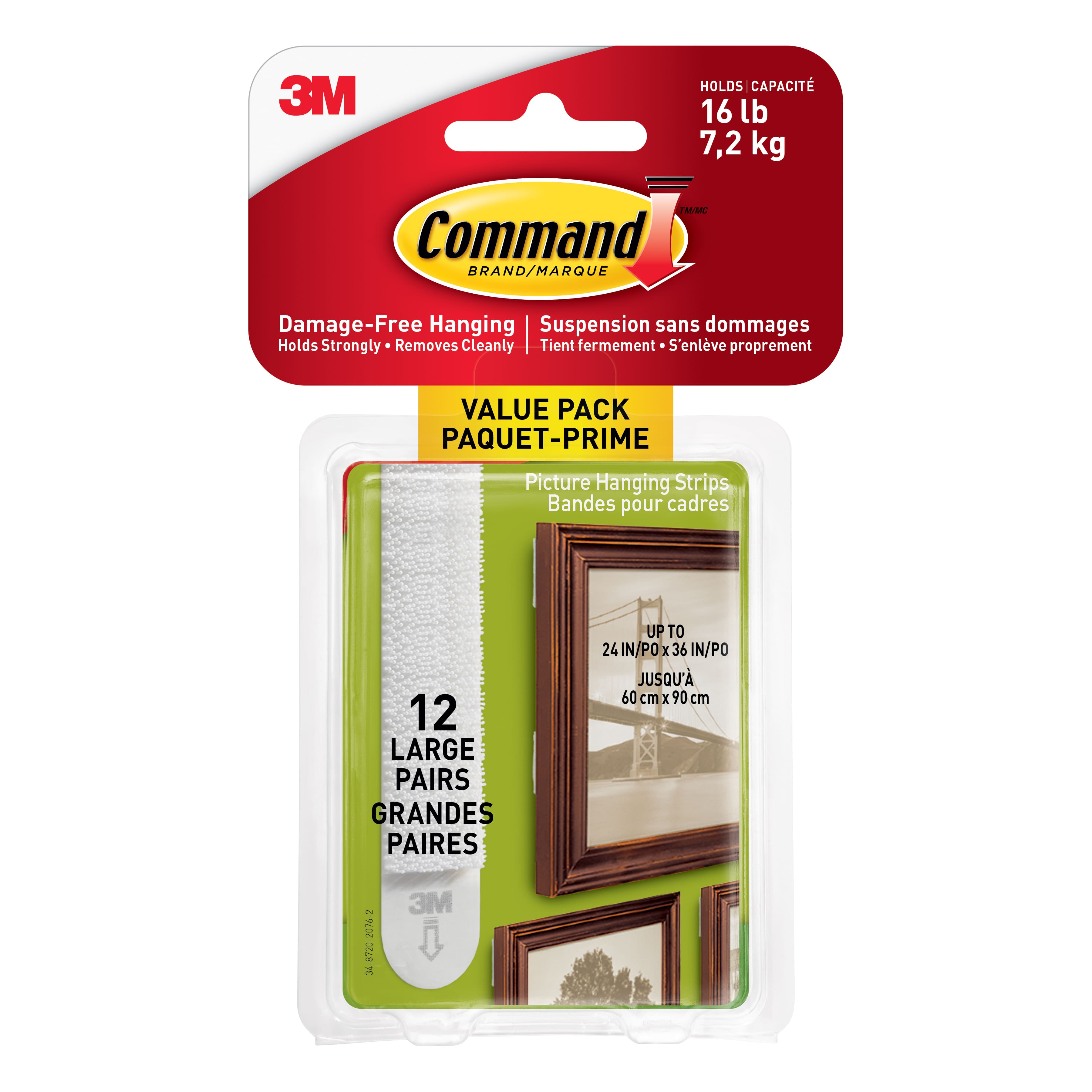 Command Hanging Strips, Picture, Large, Value Pack - 12 pairs