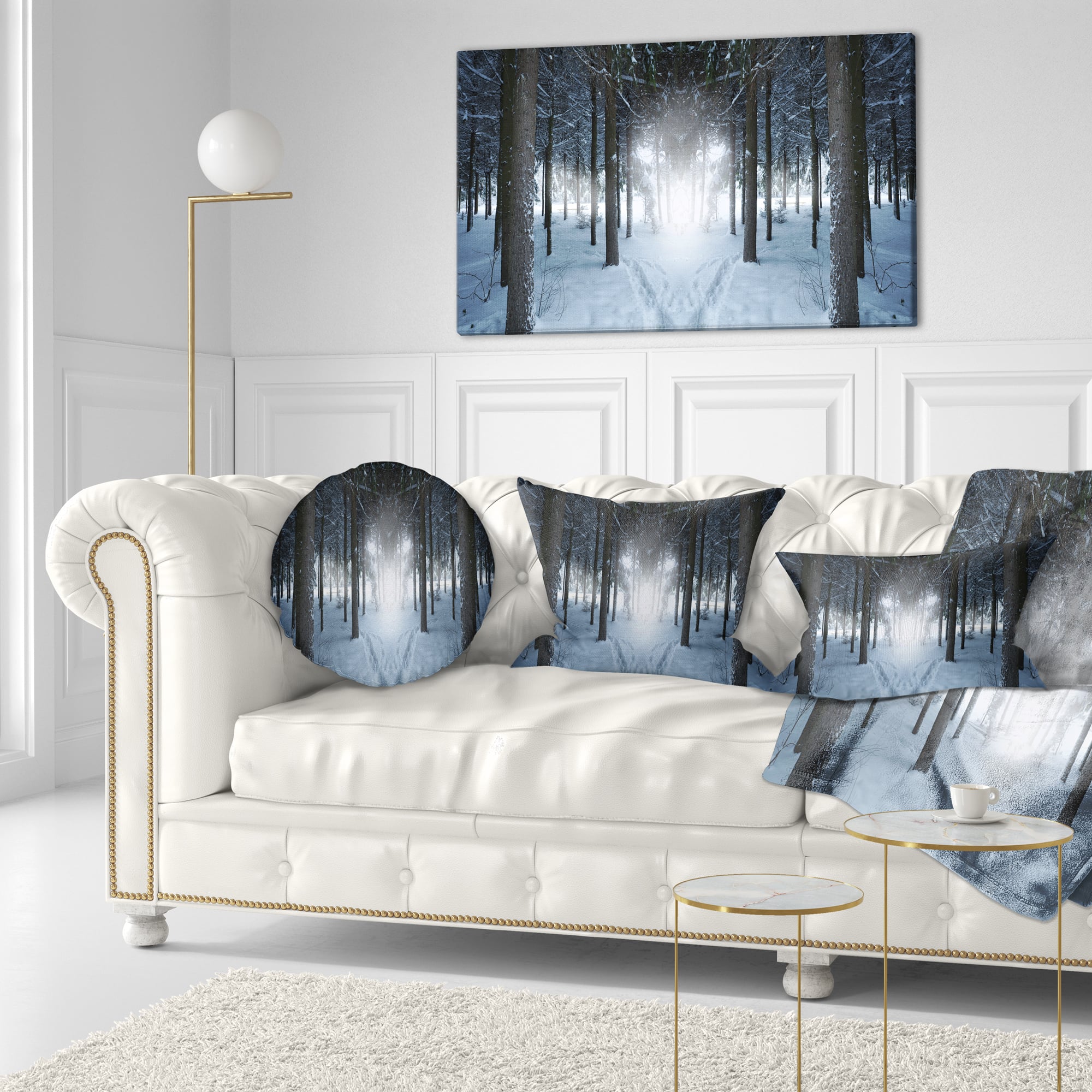 Designart - Winter Forest with Dark Woods - Landscape Canvas Art Print