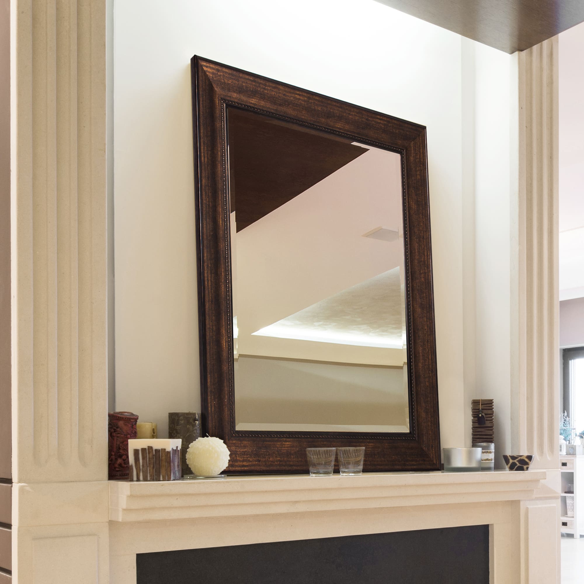 Head West® 34.5" Deep Bronze Beaded Rectangular Framed Beveled Accent Wall Mirror