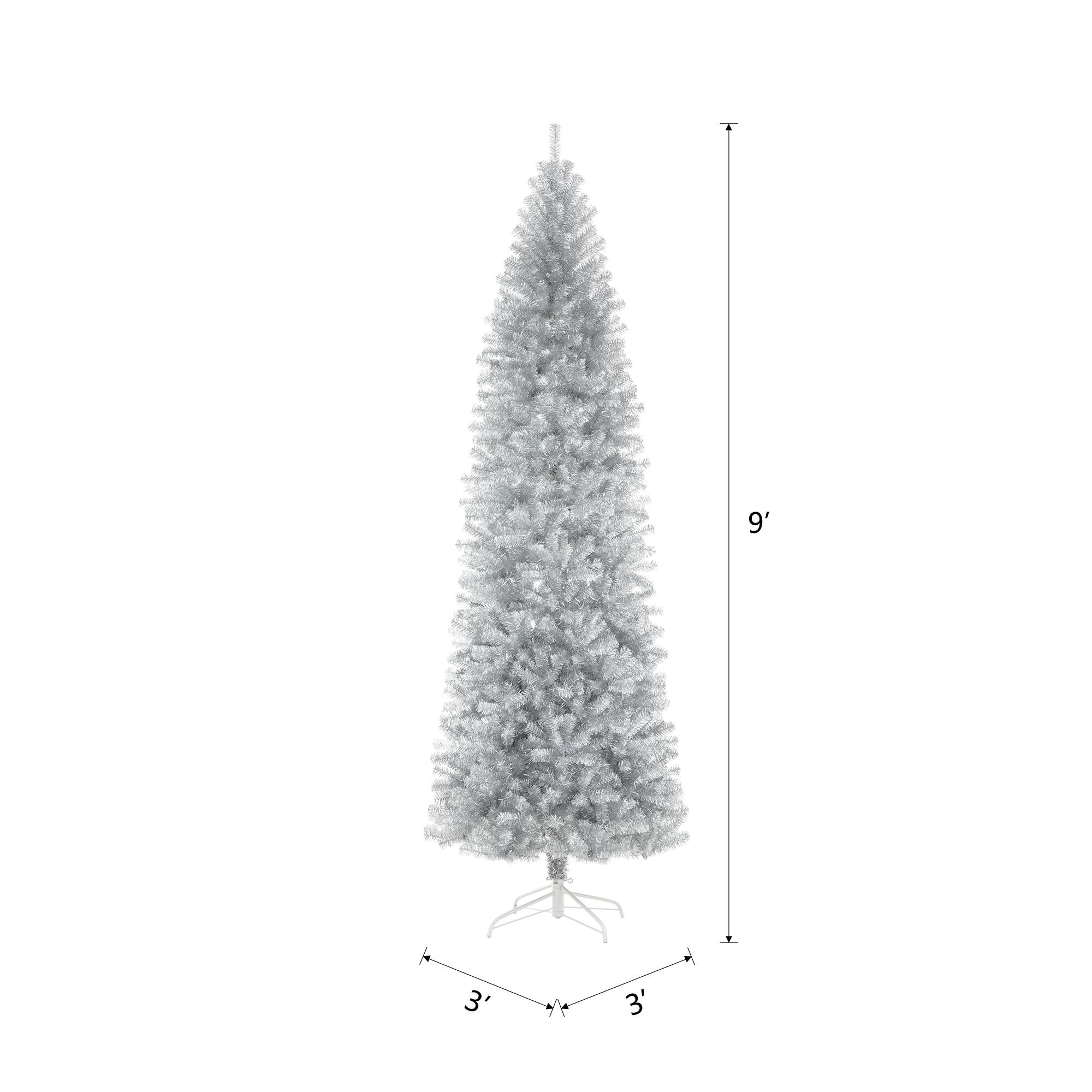 9ft. Unlit Silver Tinsel Artificial Christmas Tree