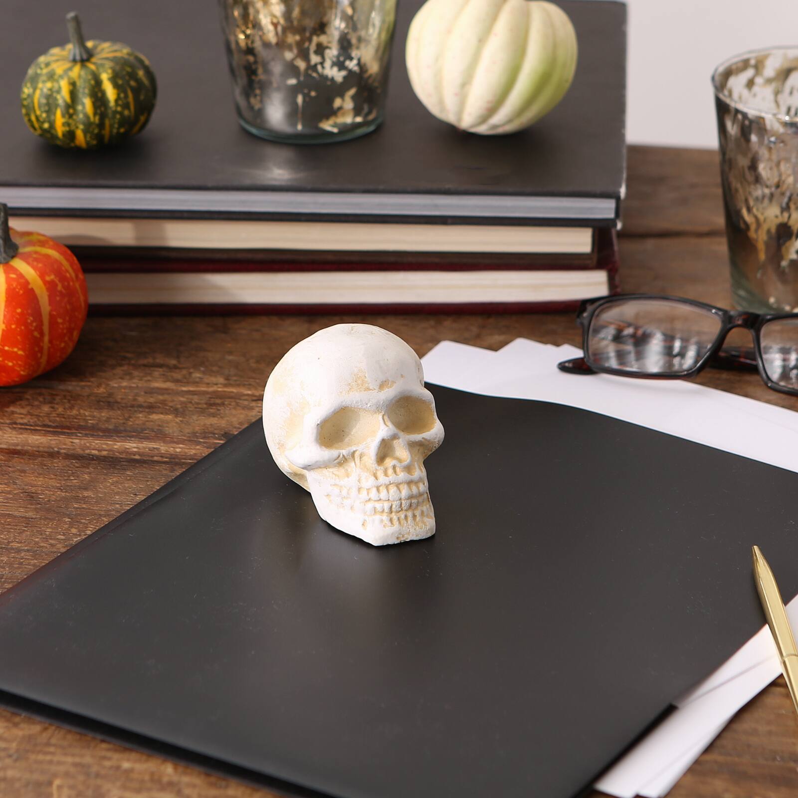 DII&#xAE; Human Skull Cast Iron Paperweight