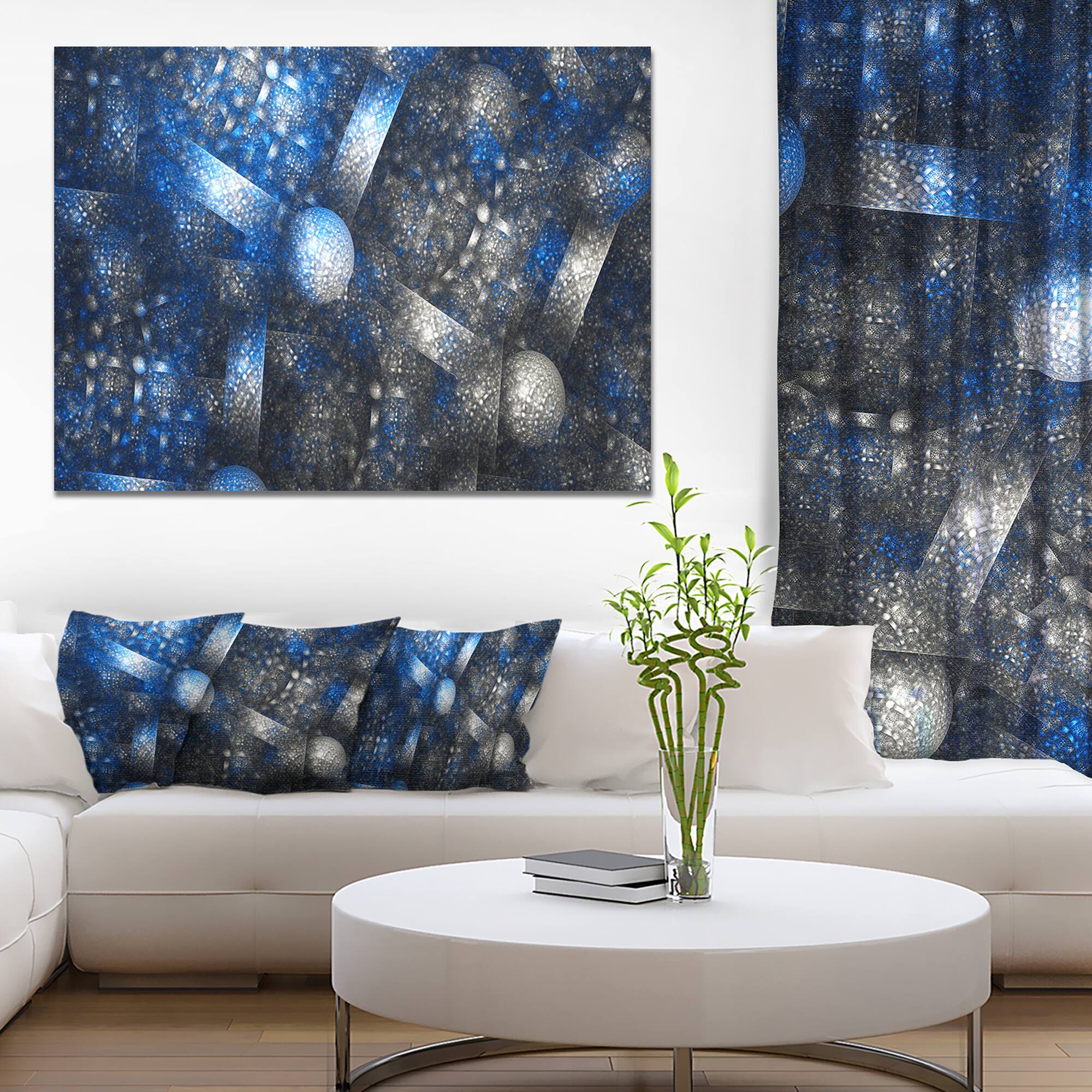 Designart - Crystal Cell Dark Blue Steel Texture - Abstract Wall Art Canvas