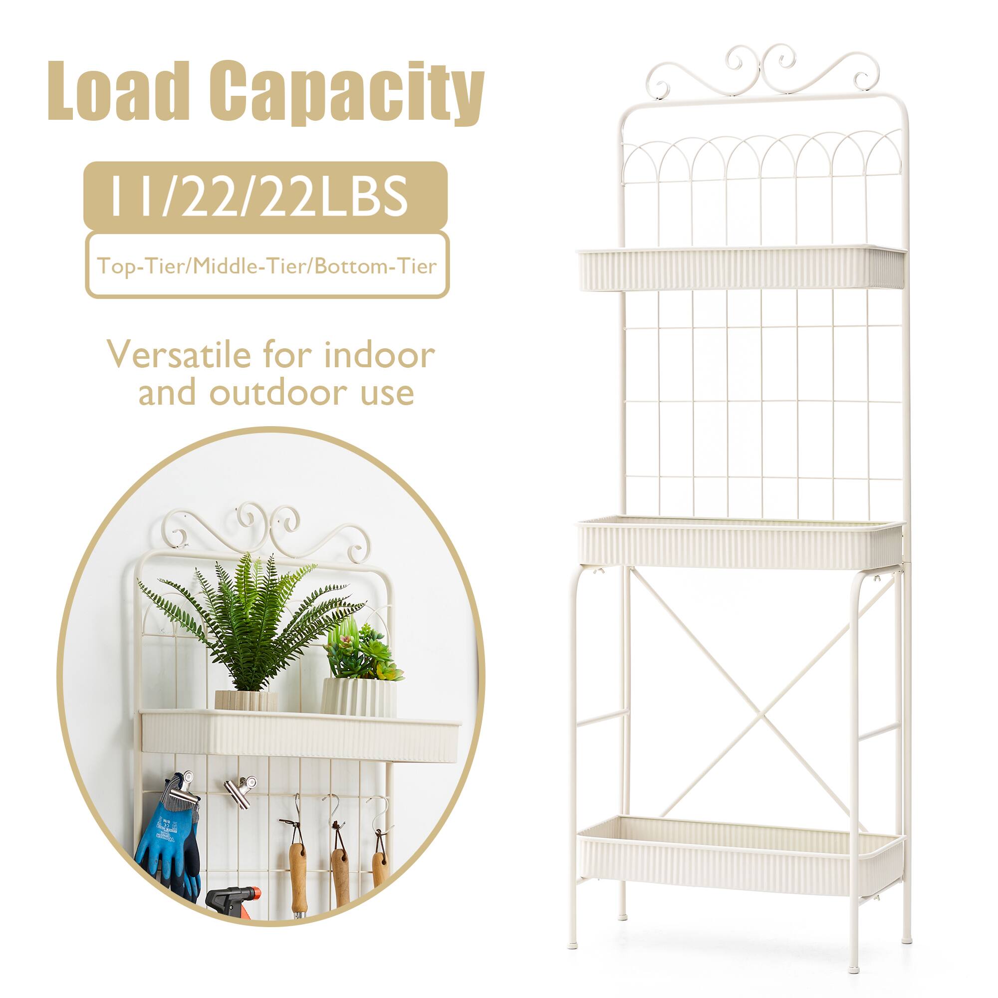 Glitzhome&#xAE; 68&#x22; 3-Tier White Metal Shelf Planter Stand