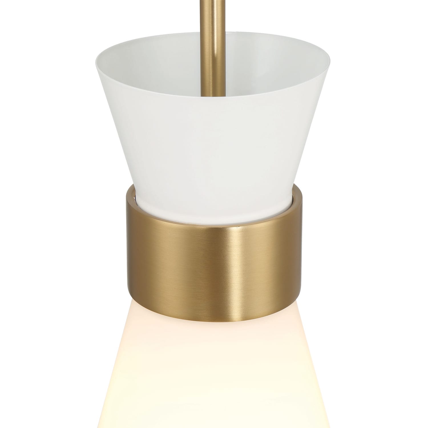 Kit White &#x26; Gold Modern Minimalist Tapered Opal Glass &#x26; Metal Ceiling Light