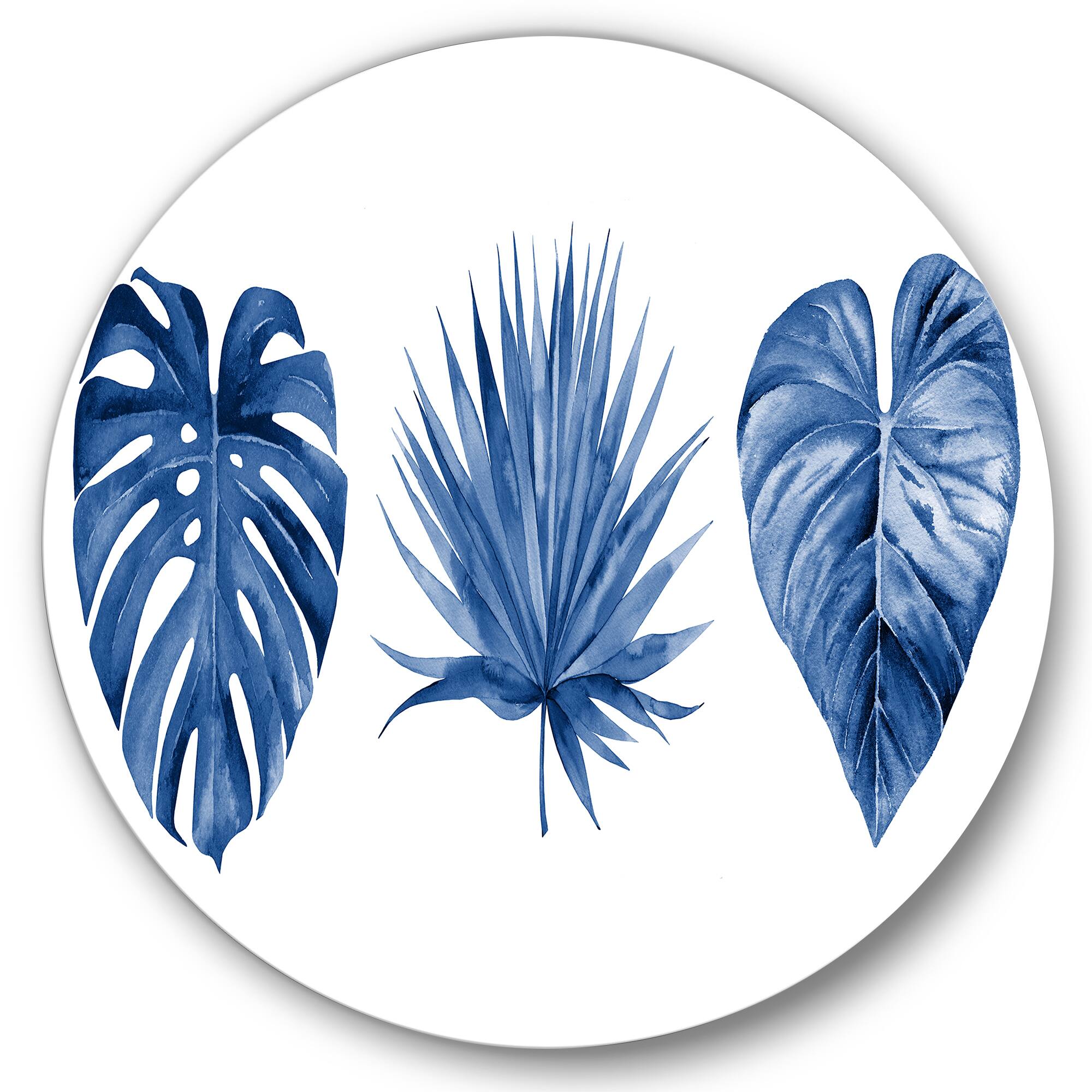 Designart - Classic Blue Tropical Leaves