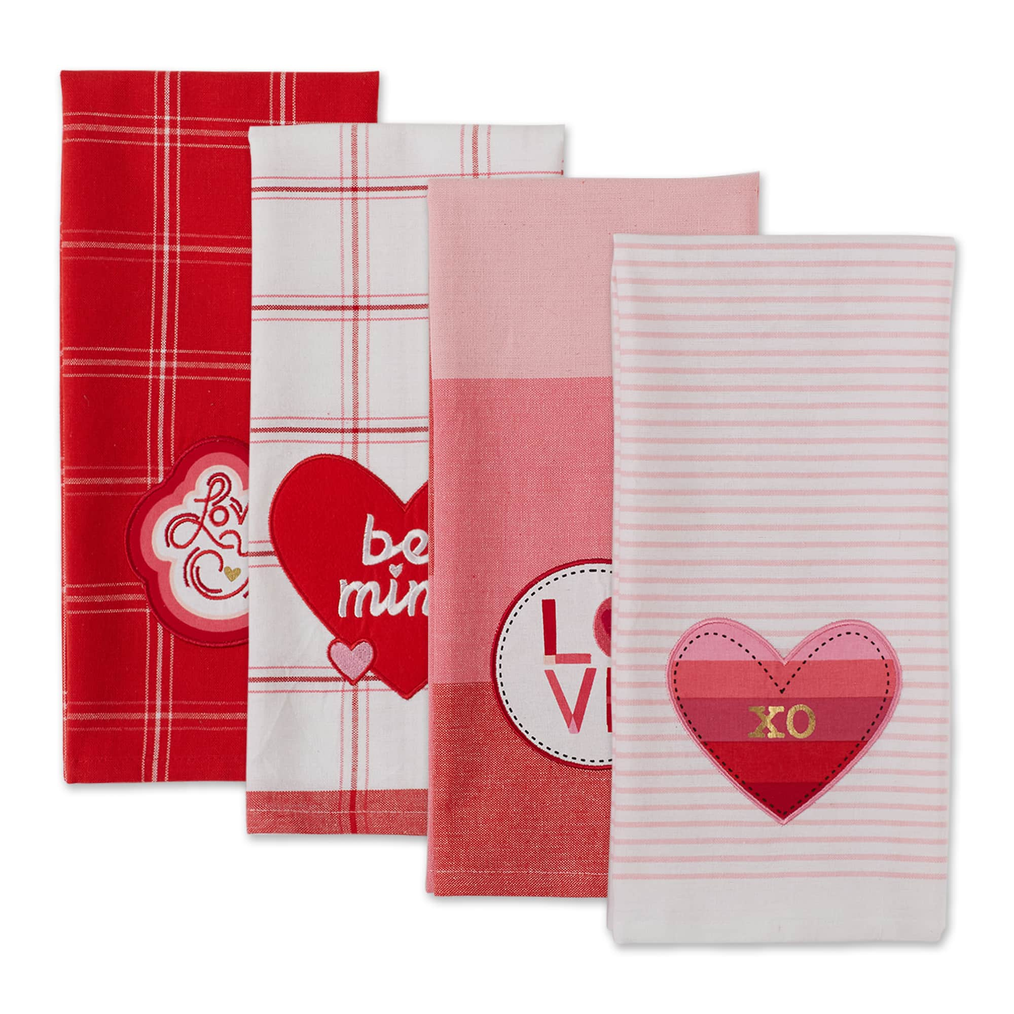 Asst Love Embellished Dishtowel (Set of 4)