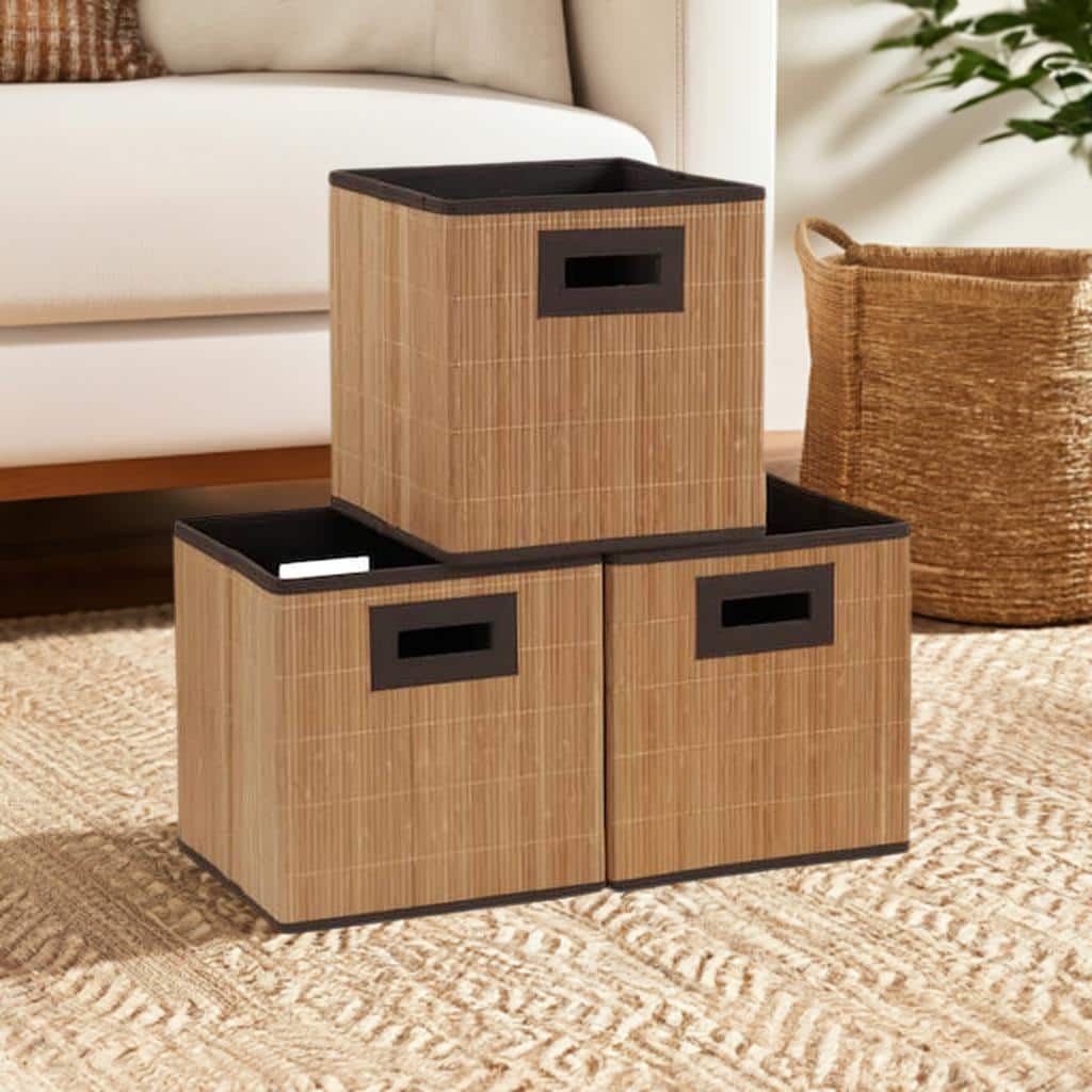 Household Essentials Woven Bamboo Storage Cube Basket Set
