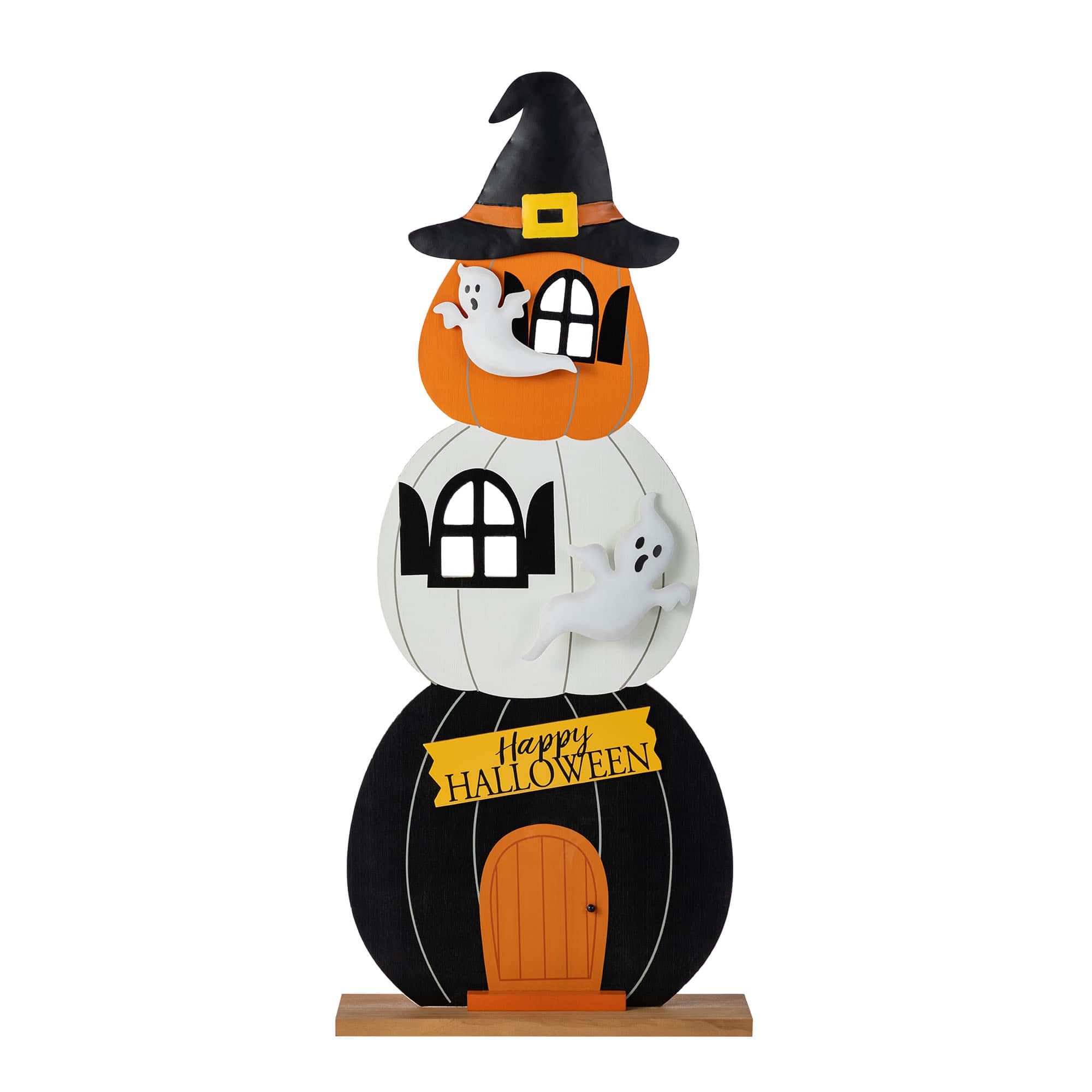 Glitzhome&#xAE; 35&#x22;H Halloween Wooden Pumpkin Haunted House Porch Decor