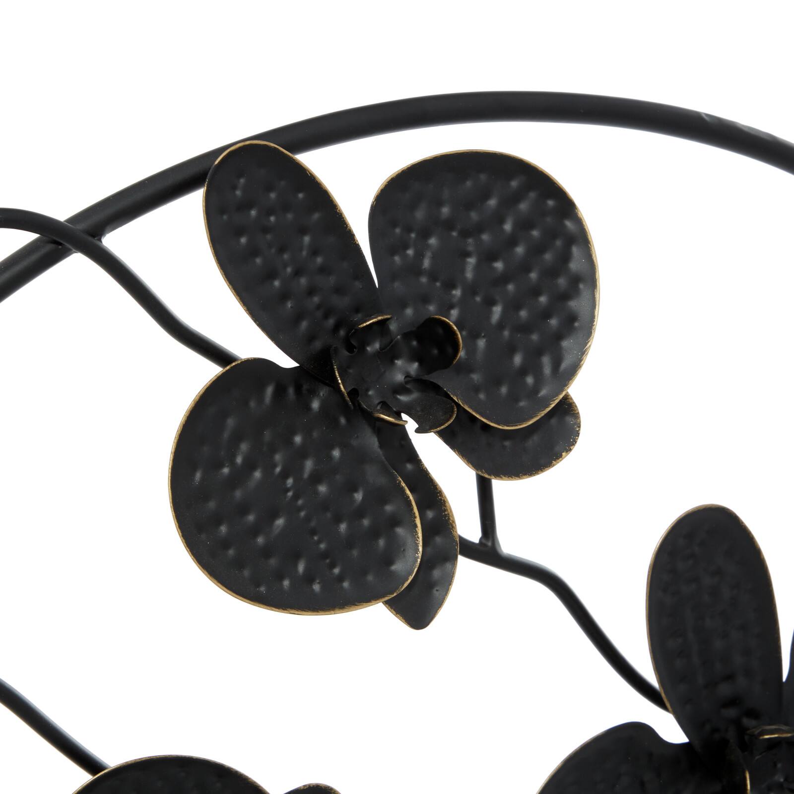 23&#x22; Black Metal Contemporary Leaves Sculpture