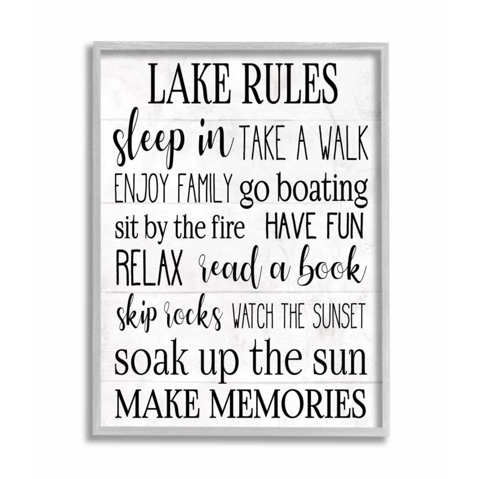 Stupell Industries Lake Rules Wall Art in Gray Frame