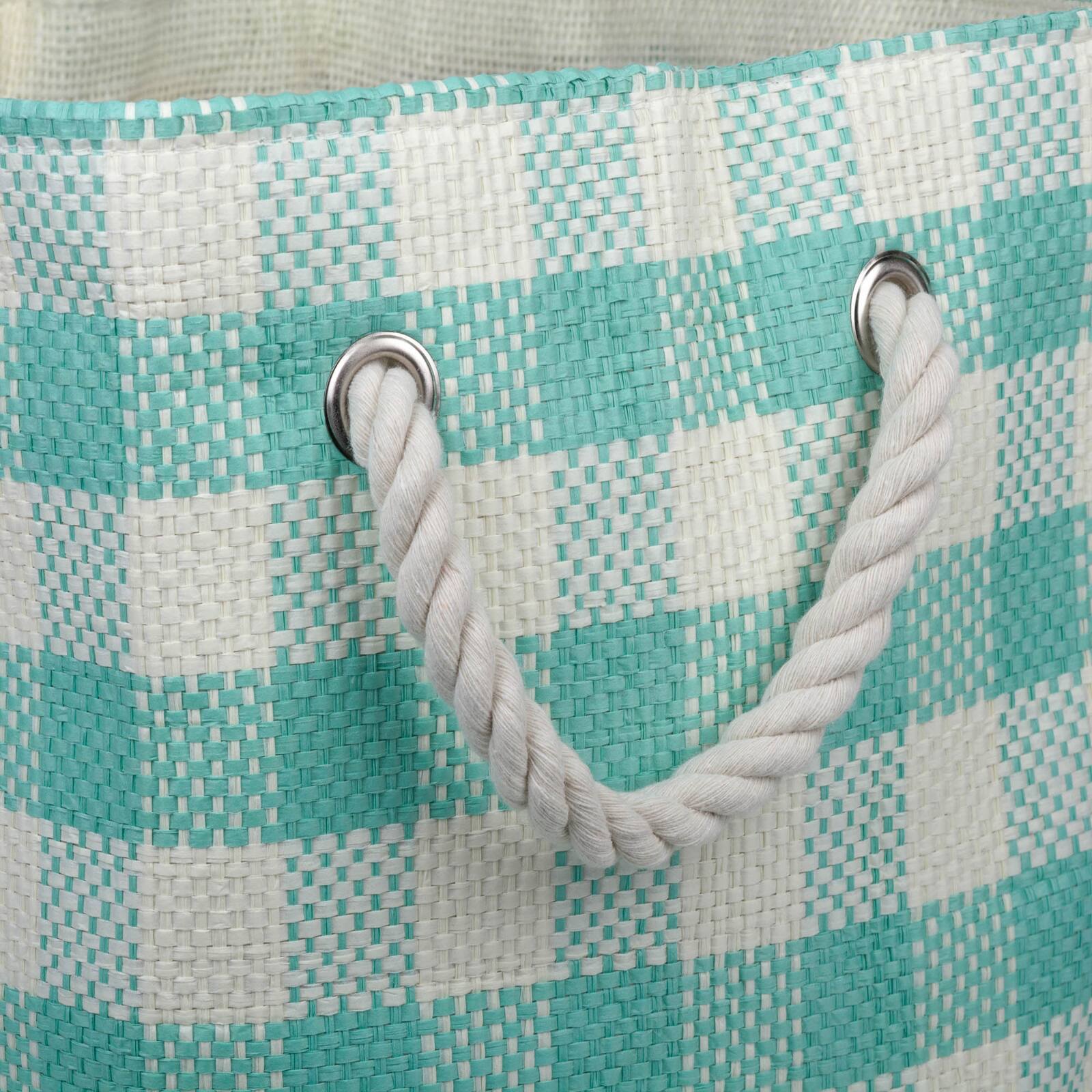 DII® Large Aqua Checked Rectangle Woven Paper Basket