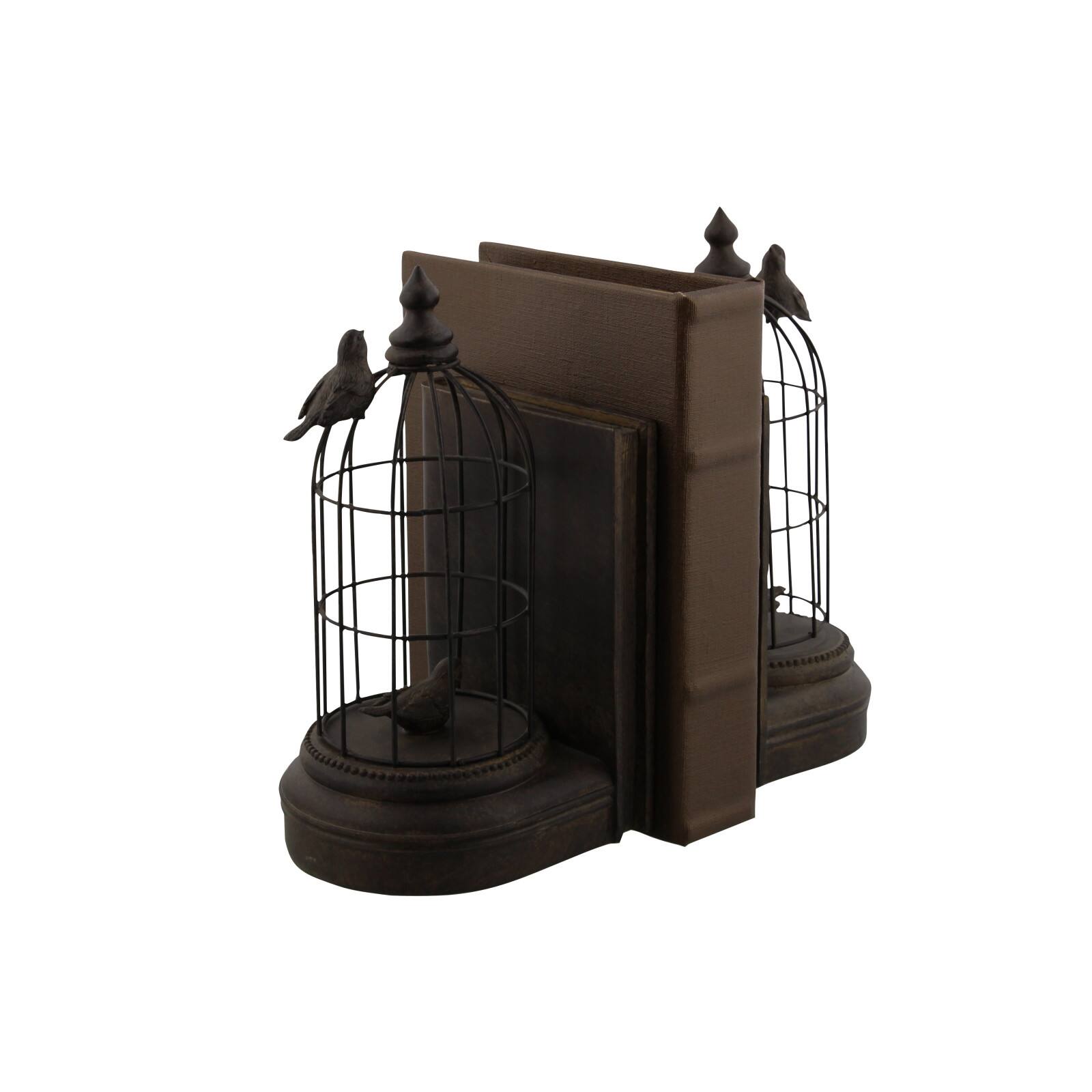 Black Metal Farmhouse Birdcage Bookends Set